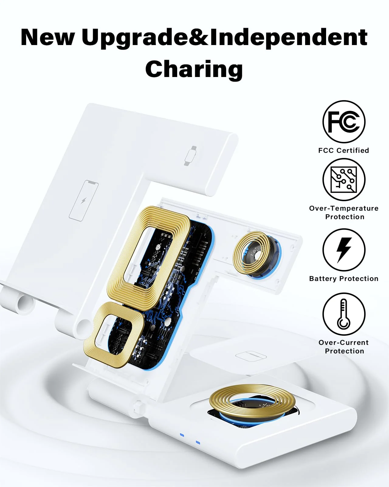 Charging Station for Apple Multiple Devices, Foldable 3 in 1 Wireless Charger for iPhone 16 15 14 13 Pro Max Plus &Apple Watch 10 9 Ultra 8 7 6 5 4 3 2 SE/AirPods Pro 4 3 2 White - Image 8
