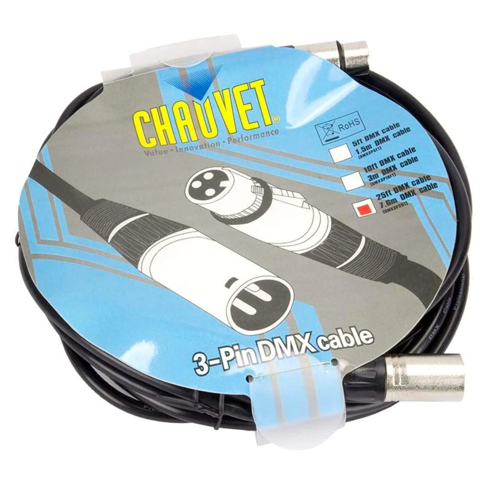 CHAUVET DJ 25 Foot Male to Female 3 Pin DMX Lighting Effect Cable | DMX3P25FT - Image 3