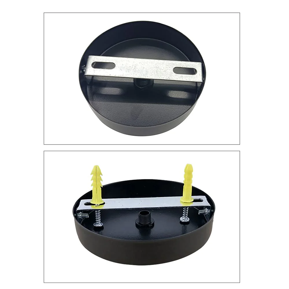Chedin Ceiling Canopy 100 x 20 mm, Metal Junction Box, 1 Hole Round Lampshade, Ceiling Rose, Matte Black, Suitable for All Lamps (1 Piece) - Image 2