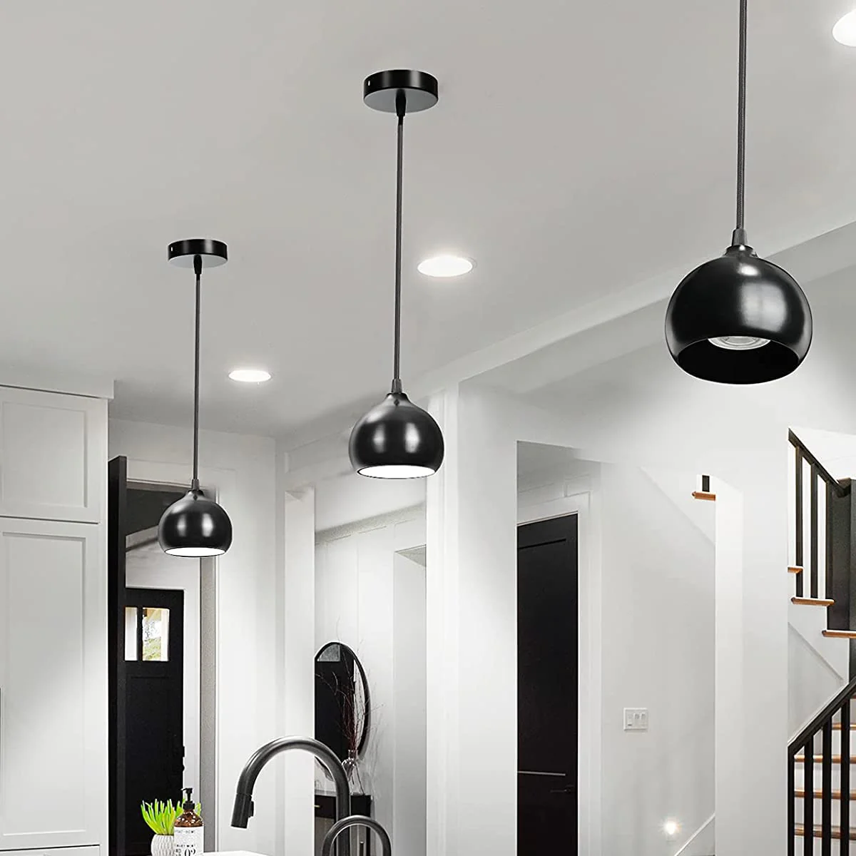 Chedin Ceiling Canopy 100 x 20 mm, Metal Junction Box, 1 Hole Round Lampshade, Ceiling Rose, Matte Black, Suitable for All Lamps (1 Piece) - Image 4