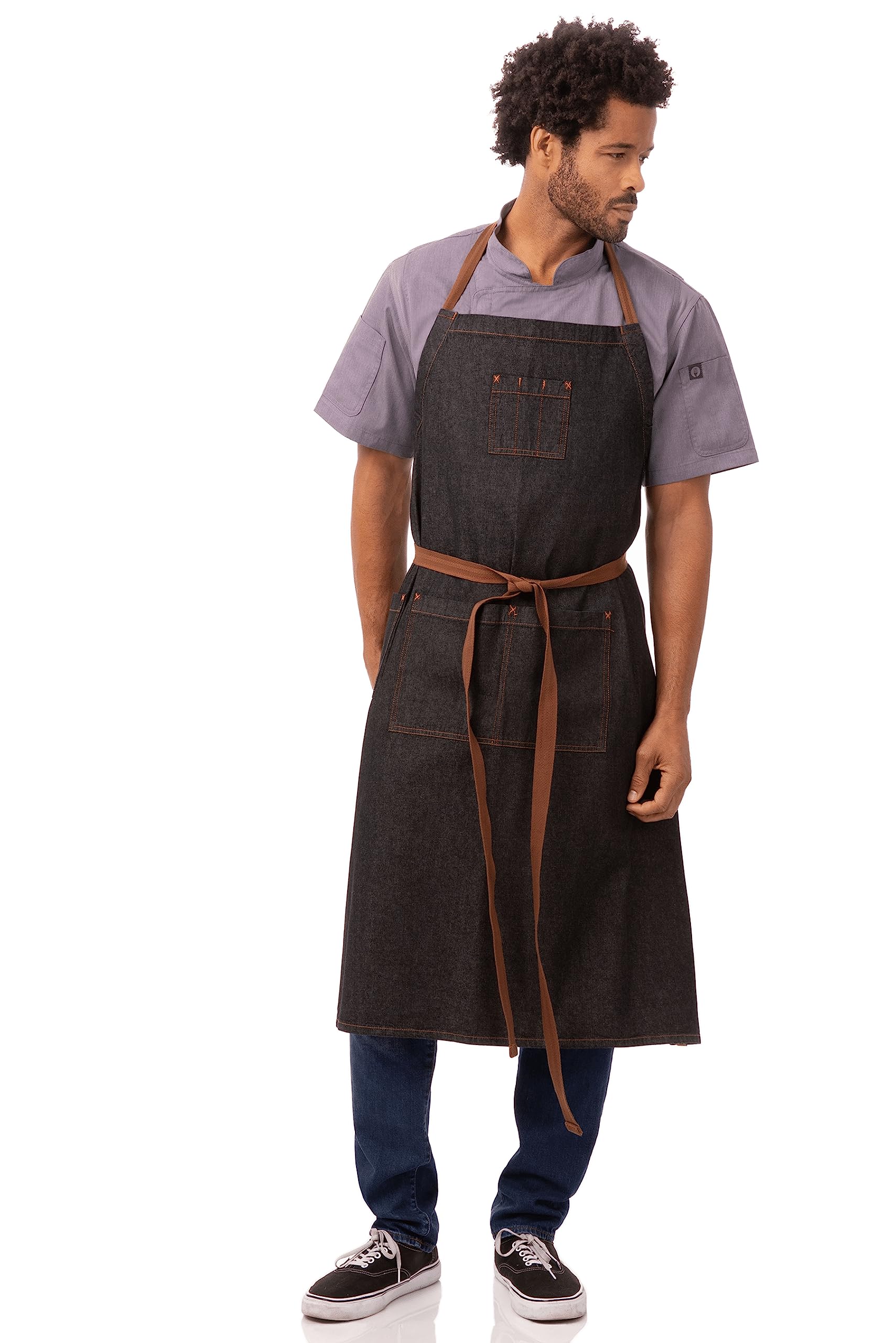 Chef Works Unisex Memphis Chefs Bib Apron One Size Black - Image 2