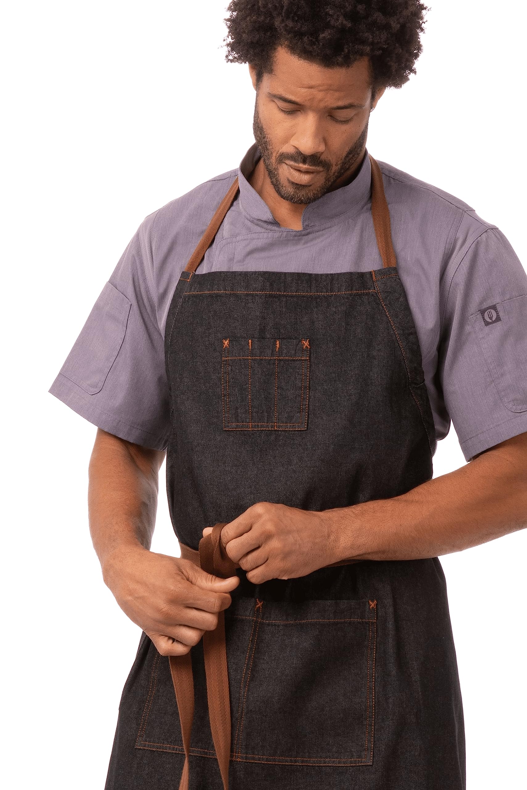 Chef Works Unisex Memphis Chefs Bib Apron One Size Black - Image 3