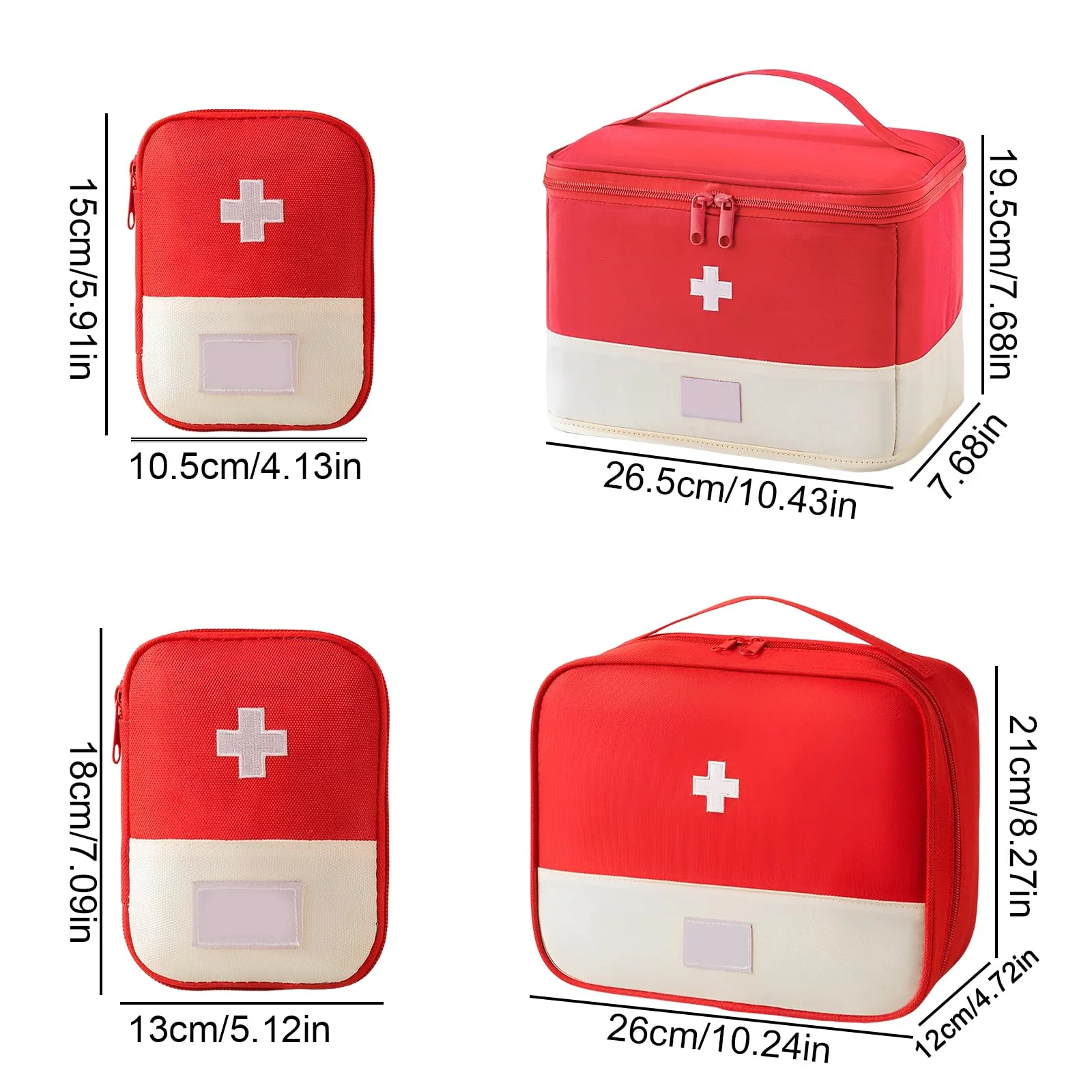 CHENKEE Pack of 4 Portable Medicine Bag, Large Capacity Medical Emergency Bag, Travel Pharmacy Bag, Waterproof, Medication Bag for Home Office Travel (Red), red - Image 2