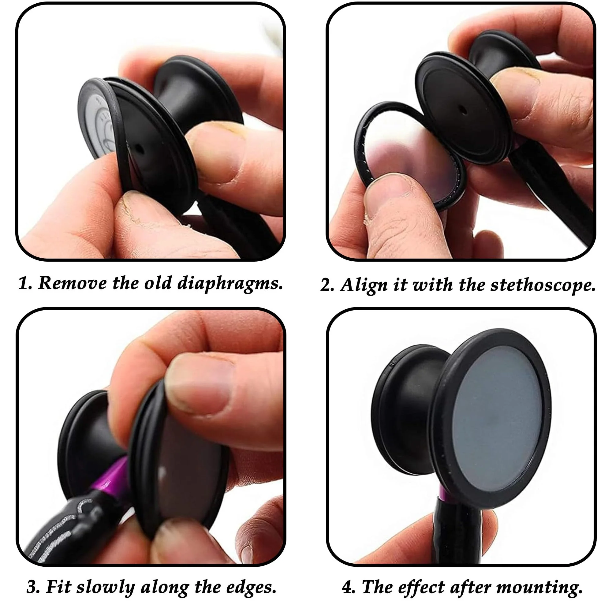 CHENNAN Replacement Accessories for Stethoscopes, 1 Set Stethoscope Accessory Set, 4 Pieces Silicone Stethoscope Earplugs and 2 Pieces Stethoscope Replacement Parts Replacement Membrane Stethoscope - Image 3