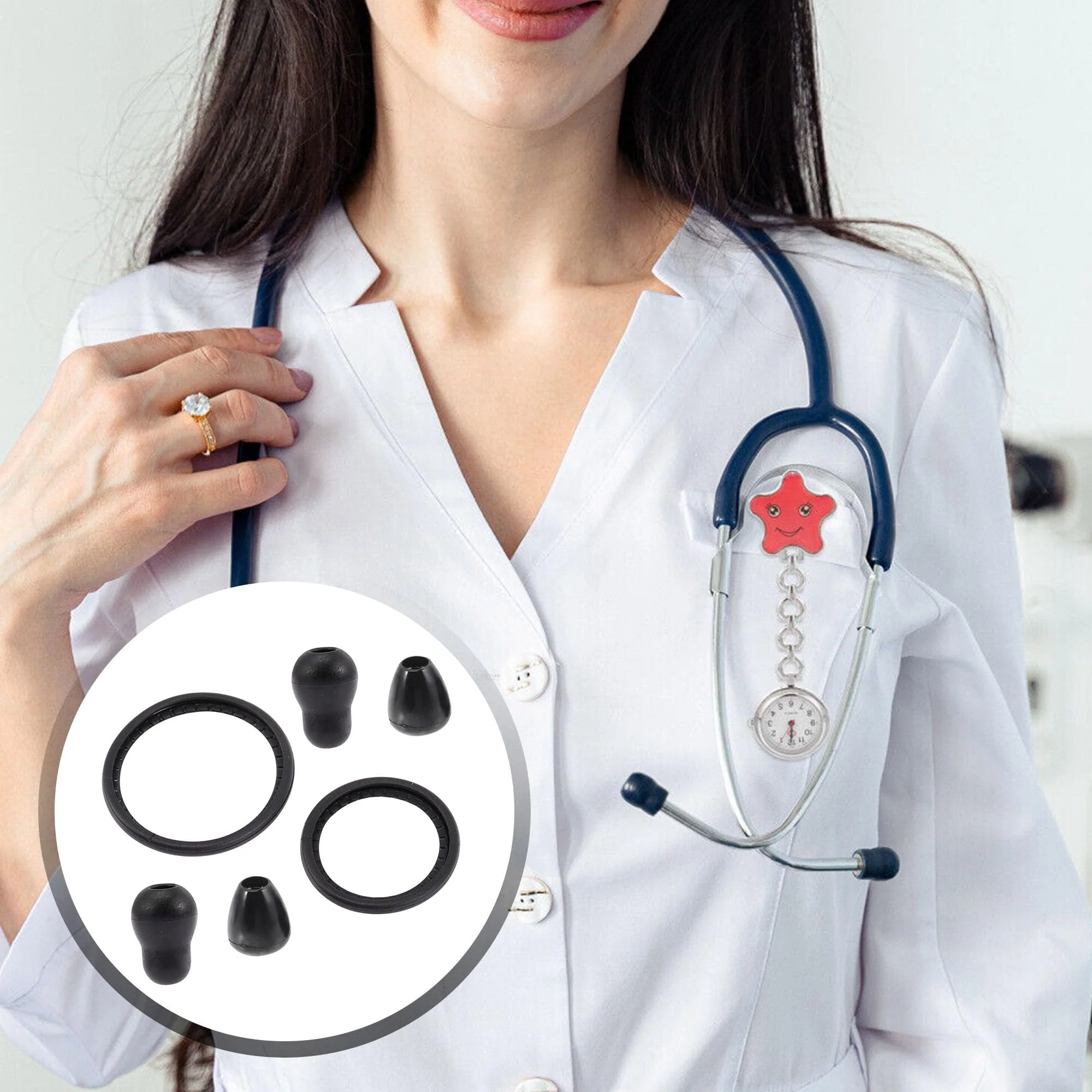CHENNAN Replacement Accessories for Stethoscopes, 1 Set Stethoscope Accessory Set, 4 Pieces Silicone Stethoscope Earplugs and 2 Pieces Stethoscope Replacement Parts Replacement Membrane Stethoscope - Image 4