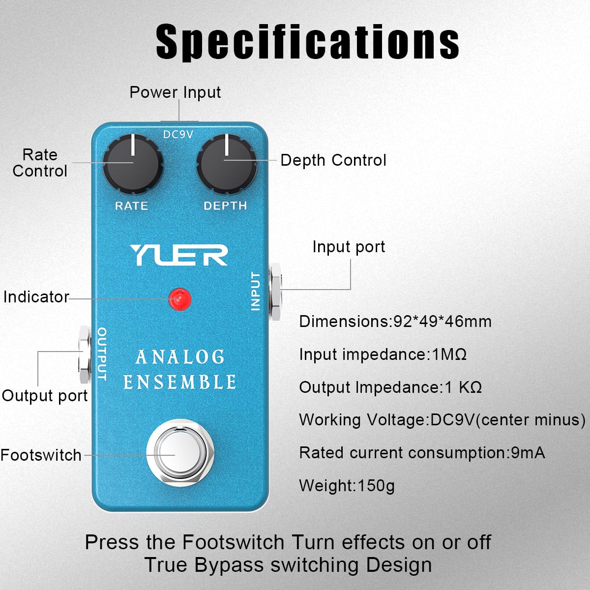 Chorus Pedal, Analog Chorus Guitar Effect Pedal for Electric Guitar with Classic BBD Chip Footswitch Cap, Aluminum Case - True Bypass RS-07 - Image 6