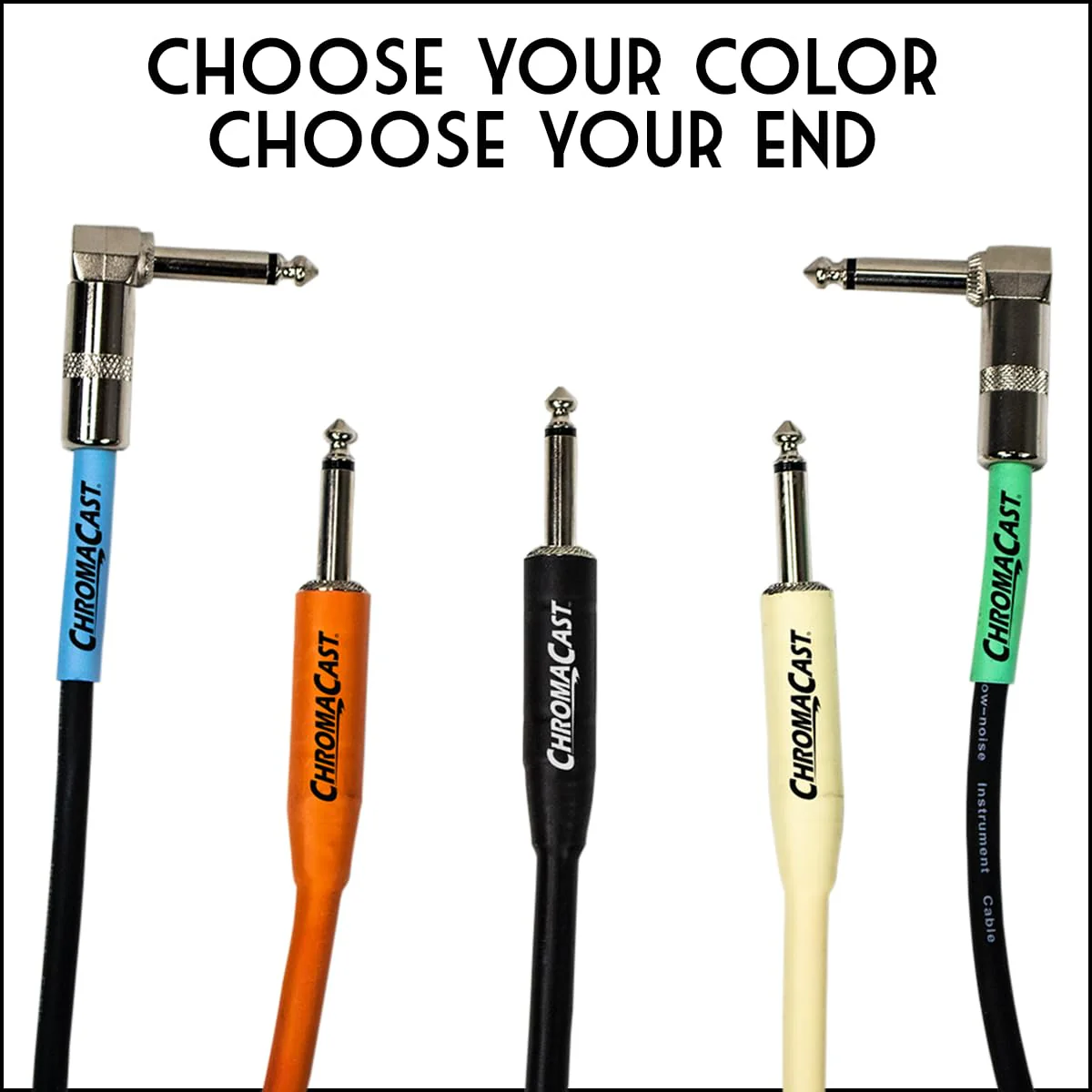 ChromaCast 2 Pack 20ft S/S Pro Series Black Instrument Cables |Noise-Free Audio Transmission - Image 2