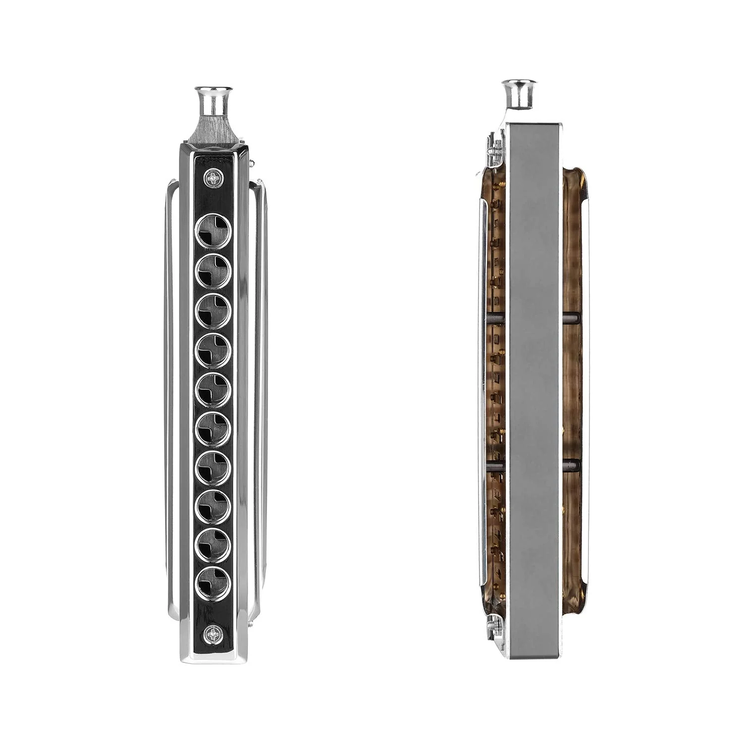 Chromatic Harmonica Key of C 10 Hole 40 Tone with Case for Professional Player Adult Beginner Students, Excellent Gift for Music Fan - Silver Best Music Gift - Image 3