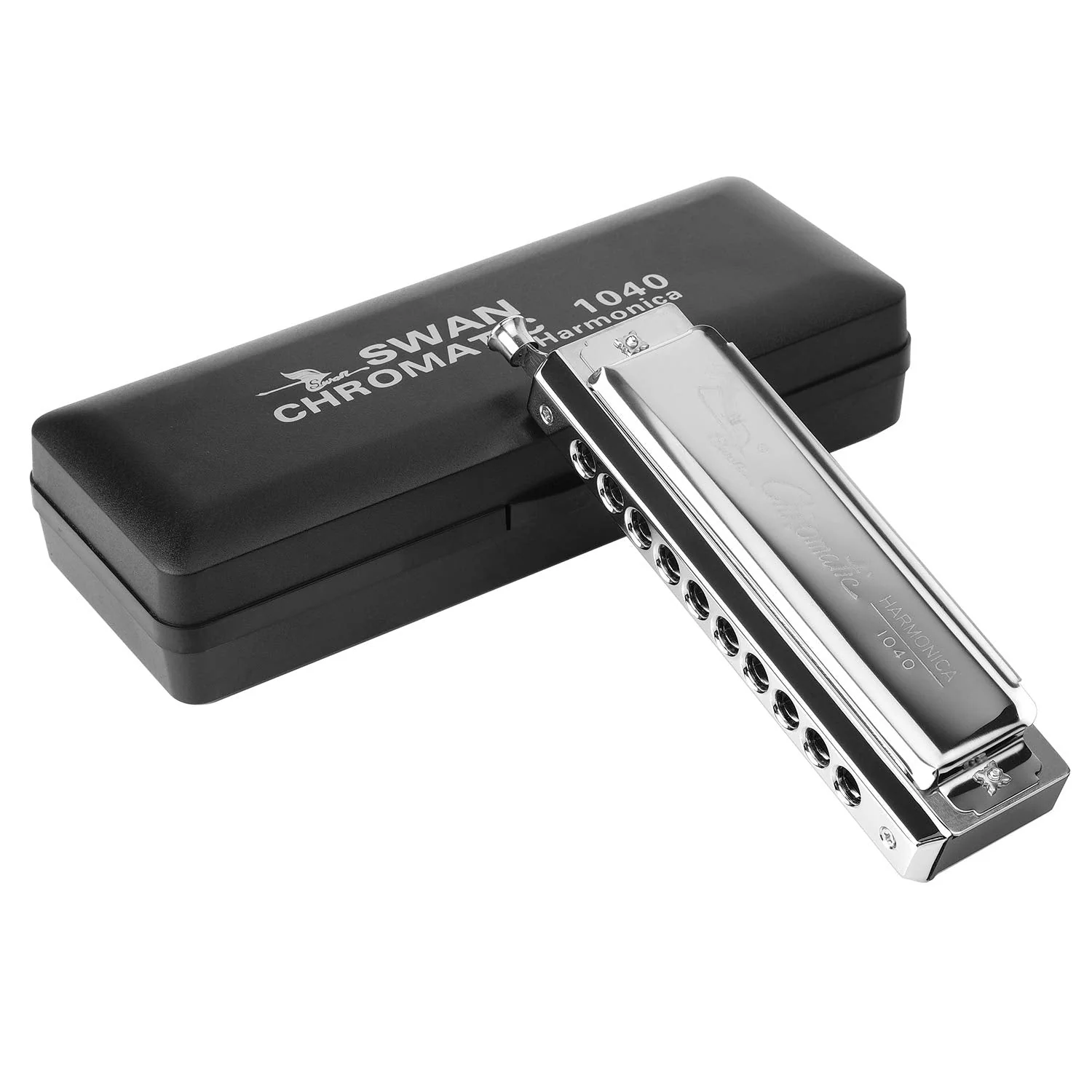 Chromatic Harmonica Key of C 10 Hole 40 Tone with Case for Professional Player Adult Beginner Students, Excellent Gift for Music Fan - Silver Best Music Gift - Image 4