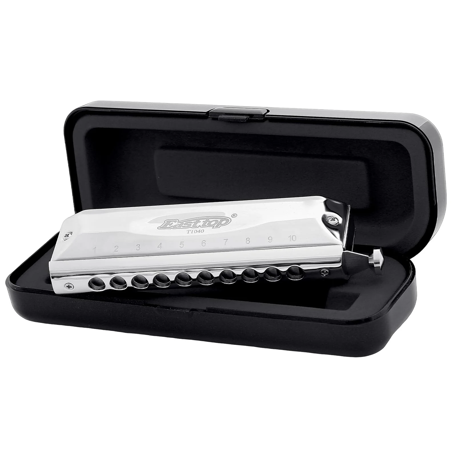 Chromatic Harmonica Key of C,10 Holes 40 Tones Professional Mouth Organ with Slide for Beginners Adults, Professionals and Students by East top as a gift silver-40 - Image 8