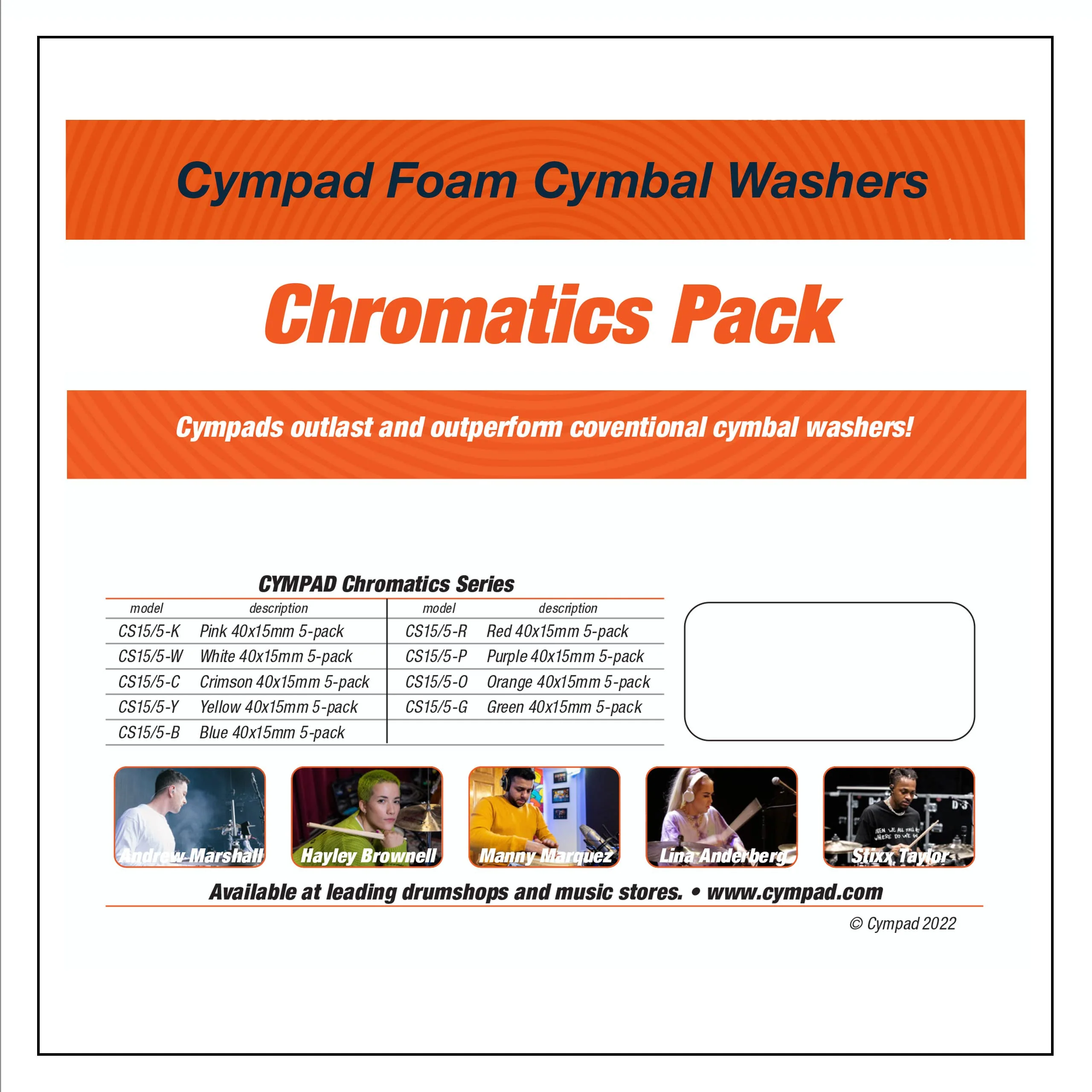 Chromatics Foam Cymbal Washer Set 40/15mm Crimson - Image 7