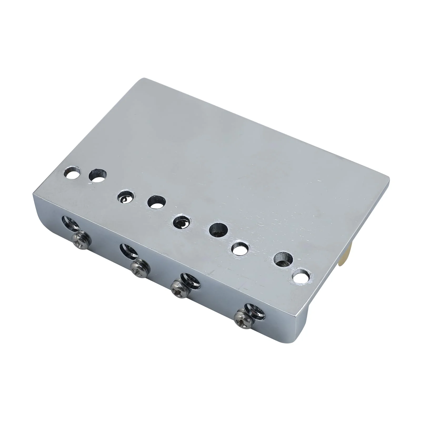 Chrome Electric Bass Guitar Bridge with Brass Saddles Zinc Alloy Plate 4 String Fixed Bridge Compatible with Fender Jazz Precision Bass Bridge Replacement Parts Chrome - Image 4