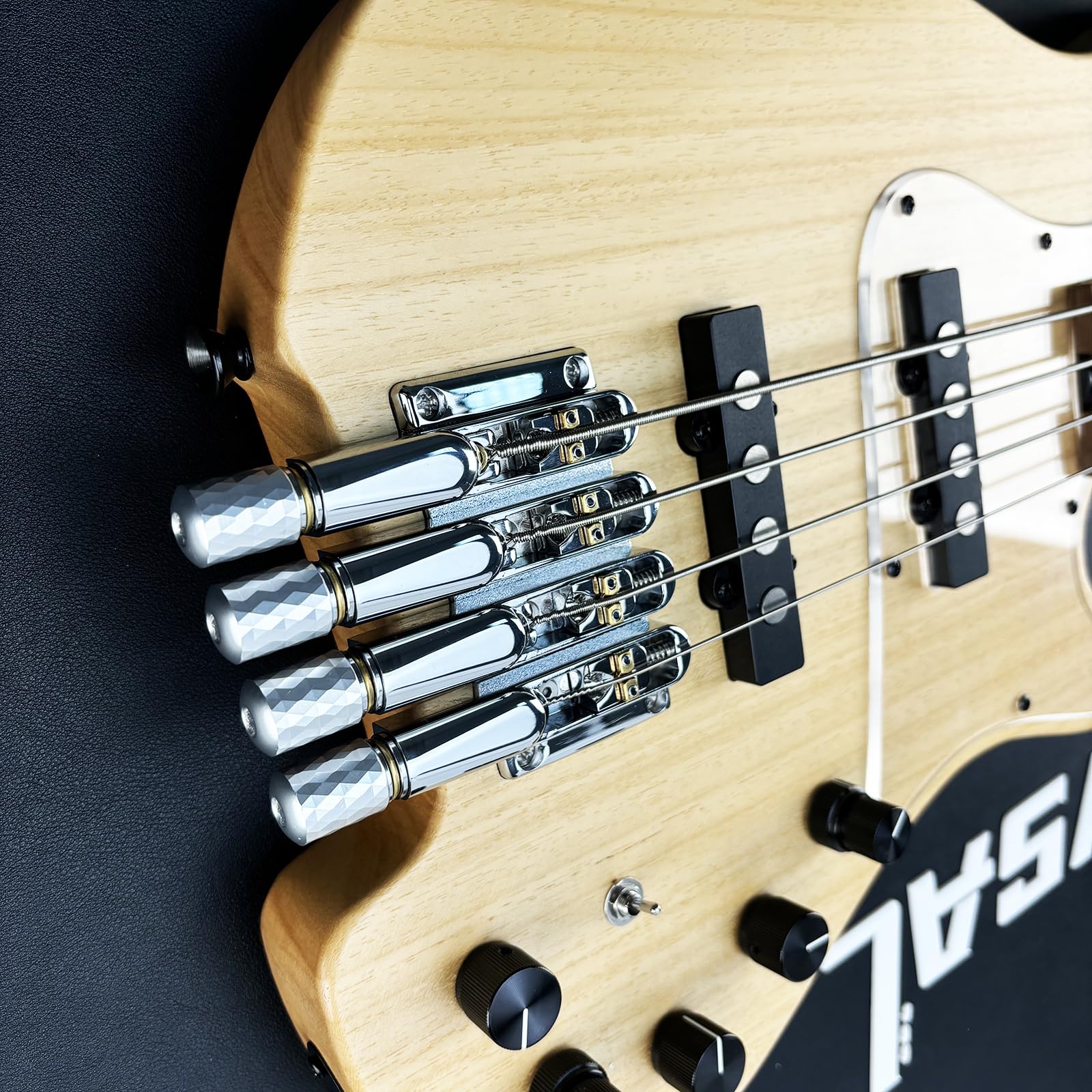 Chrome Headless Electric Bass Bridge 4 String Bass Bridge with Brass Saddles Bass Parts Replacement for 4 String Headless Bass Chrome - Image 7