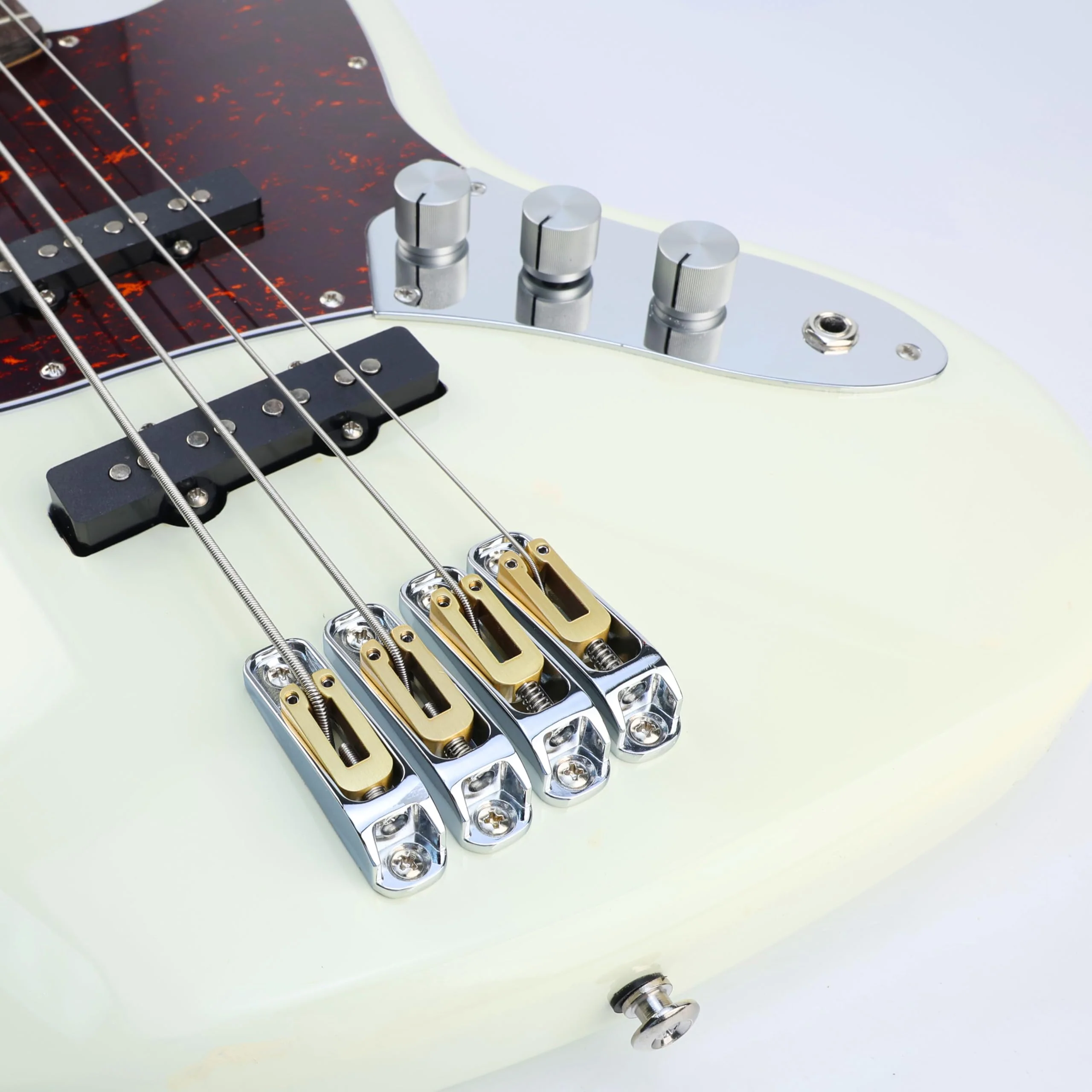 Chrome Single String Bass Guitar Bridge with Brass Saddle Individual Fixed Bridge for 4 String Electric Bass Replacement Parts 4 piece Chrome - Image 4
