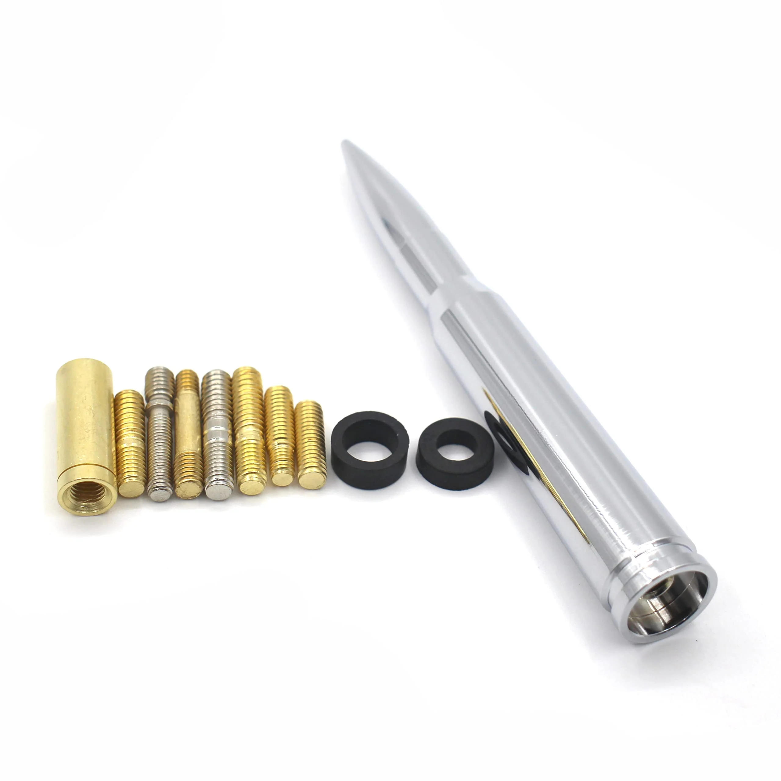 Chrome Stubby Antenna mast 50 Cal Fit for car Track Antenna Delete Replacement, Ford F150 F250 F350 RAM 1500 2500 GMC Denali Chevy Pick-up Chrome - Image 4