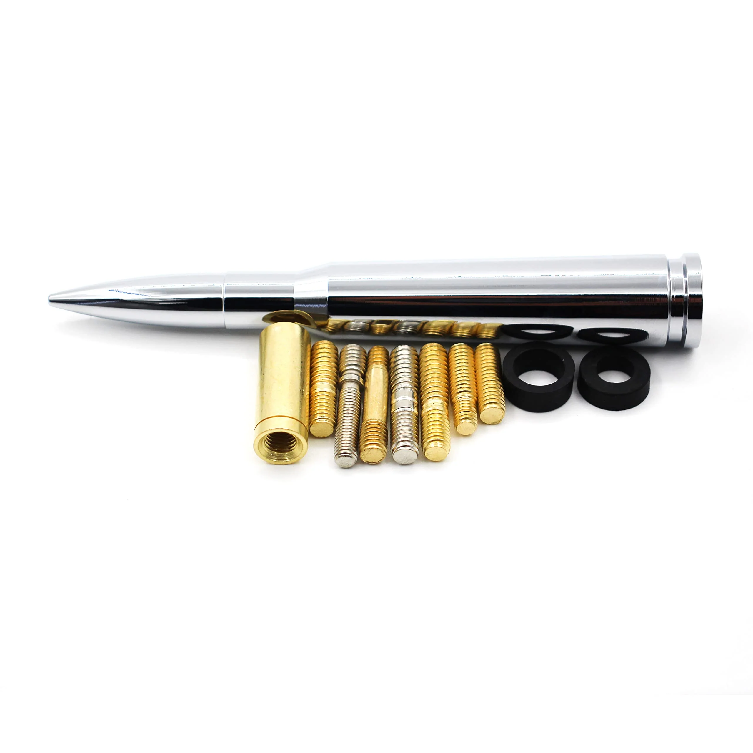 Chrome Stubby Antenna mast 50 Cal Fit for car Track Antenna Delete Replacement, Ford F150 F250 F350 RAM 1500 2500 GMC Denali Chevy Pick-up Chrome - Image 5