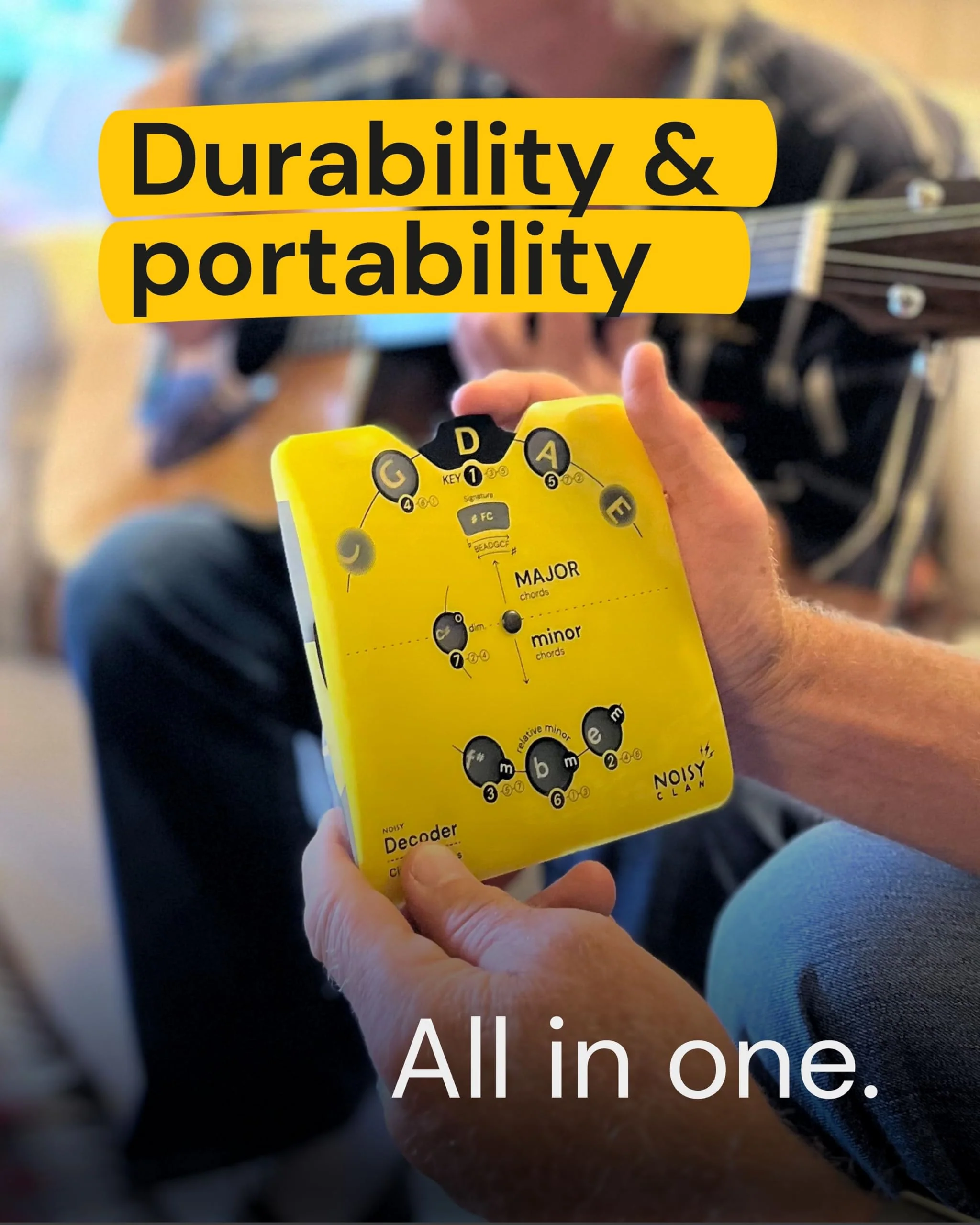 Circle of Fifths Wheel Tool with Built-In Stand - Back to School Music Learning Tool - Music Theory Chord & Key Decoder - Learn Progressions, Scales & Keys - Tool for Guitar, Piano, Ukulele & more Yellow - Image 2