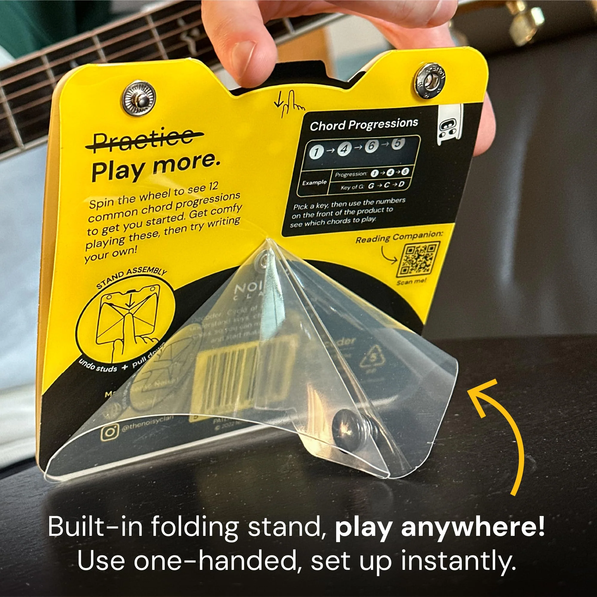 Circle of Fifths Wheel Tool with Built-In Stand - Back to School Music Learning Tool - Music Theory Chord & Key Decoder - Learn Progressions, Scales & Keys - Tool for Guitar, Piano, Ukulele & more Yellow - Image 4