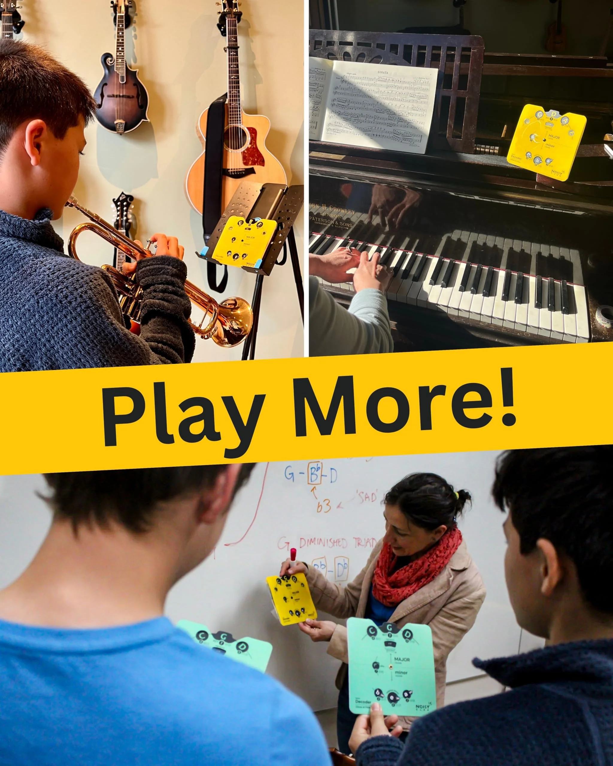 Circle of Fifths Wheel Tool with Built-In Stand - Back to School Music Learning Tool - Music Theory Chord & Key Decoder - Learn Progressions, Scales & Keys - Tool for Guitar, Piano, Ukulele & more Yellow - Image 8