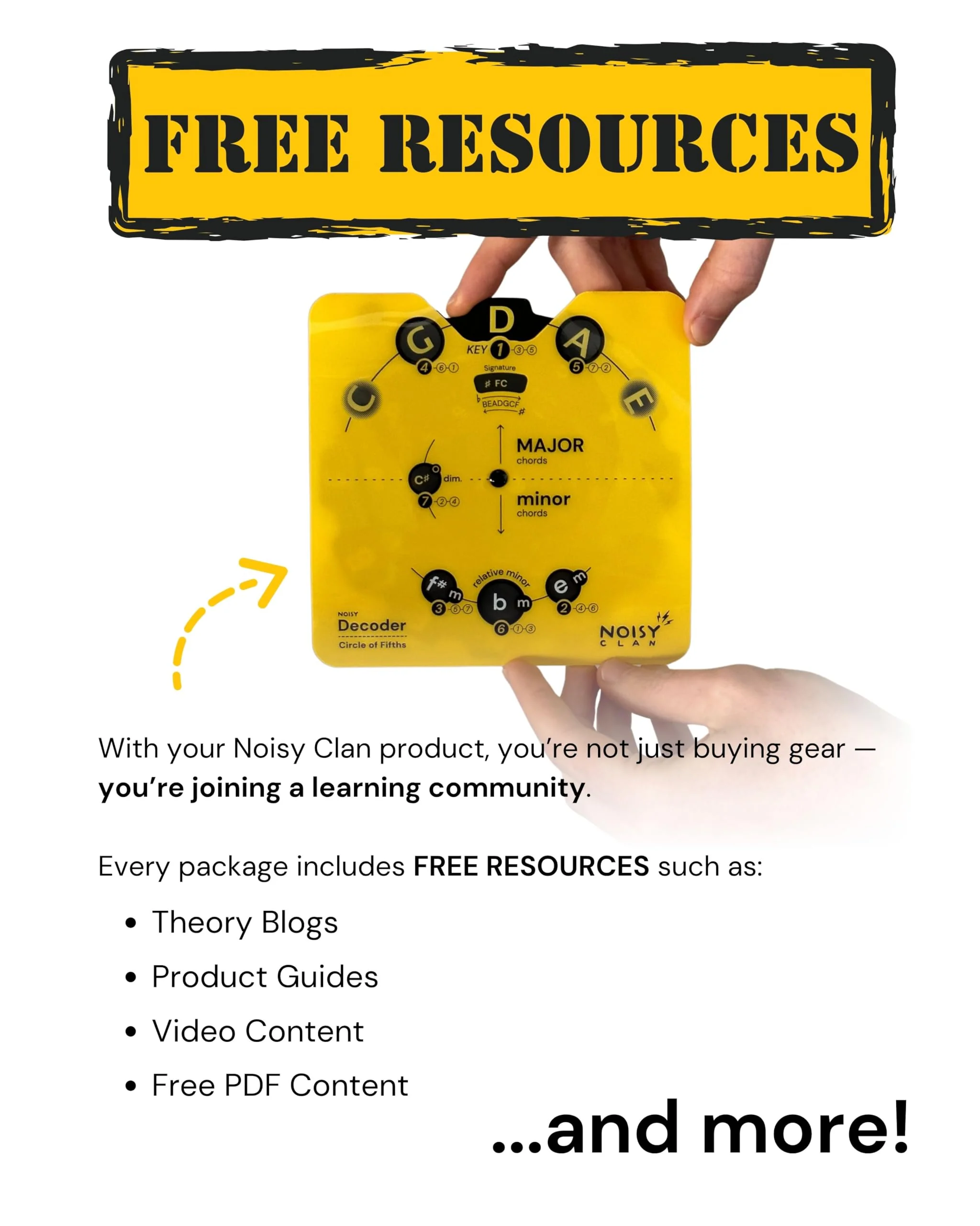 Circle of Fifths Wheel Tool with Built-In Stand - Back to School Music Learning Tool - Music Theory Chord & Key Decoder - Learn Progressions, Scales & Keys - Tool for Guitar, Piano, Ukulele & more Yellow - Image 9