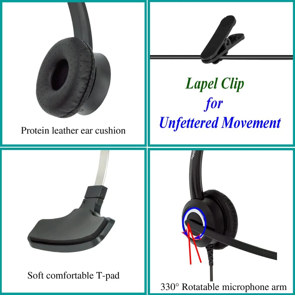 Cisco Phone Headset Mic Noise Cancelling U10 Cable RJ9 & 3.5mm Adapter Compatible with Cisco IP Phones 6861 7942g 7965g 8841 8851 8861 8945 8961 Series Model Monaural headset + U10 / 3.5 mm Jack - Image 5