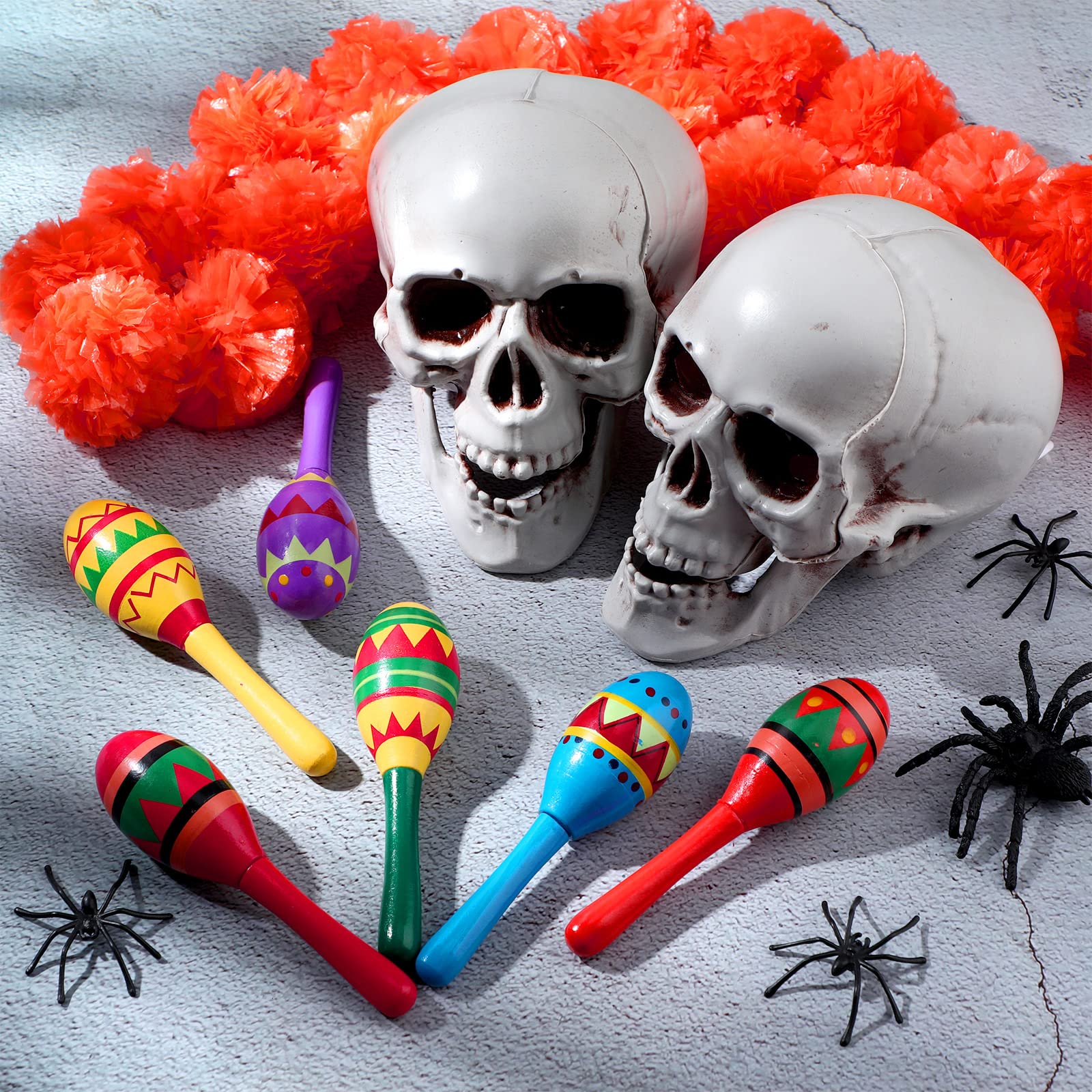 Civaner 24 Pcs Mini Fiesta Maracas for Adults Cinco De Mayo Maracas Mexican Party Decorations 6 Designs Party Favors for Mexican Party Props, 4.92 x 1.38 Inch - Image 4
