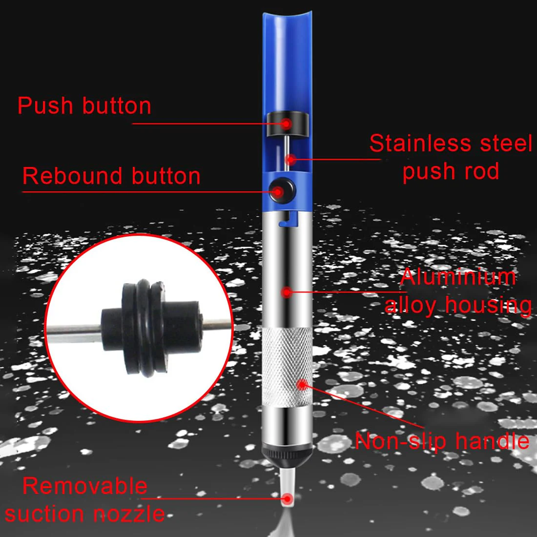 CJQRL 2 Piece Soldering Pump Desoldering Pump Set Desoldering Suction Pump High Temperature Resistant Silicone Nozzle Soldering Sucker Essential Accessories for Professional Welders Soldering Suction - Image 6
