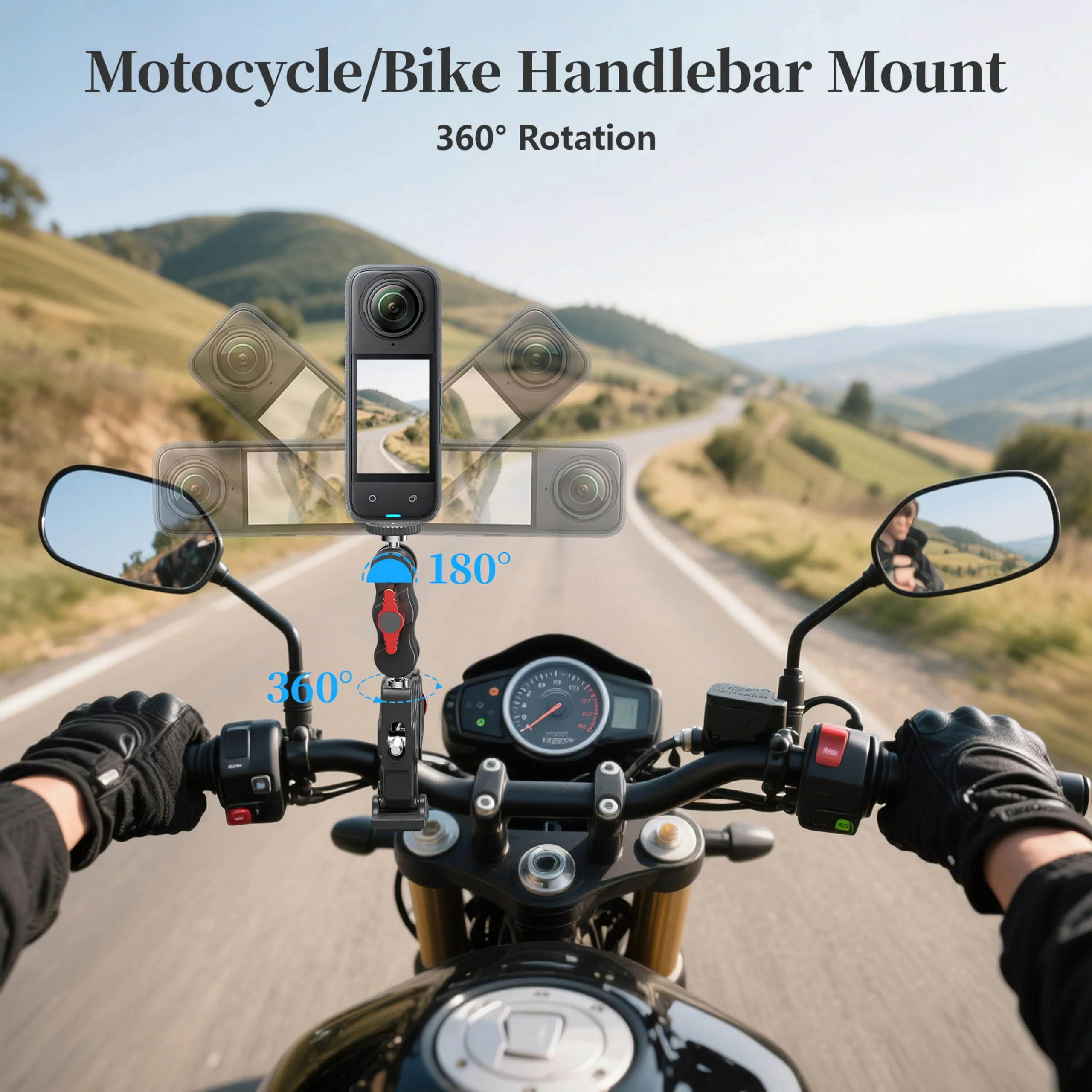 Clamp Camera Mount for DJI Osmo Action 6 5 4 360 Nano for Insta360 X5 X4 Air Go Ultra for Gopro Hero 13 12 11 MAX 2 Metal Fence Motorcycle Bike Mount Handlebar 1/4" Threads Accessories - Image 2