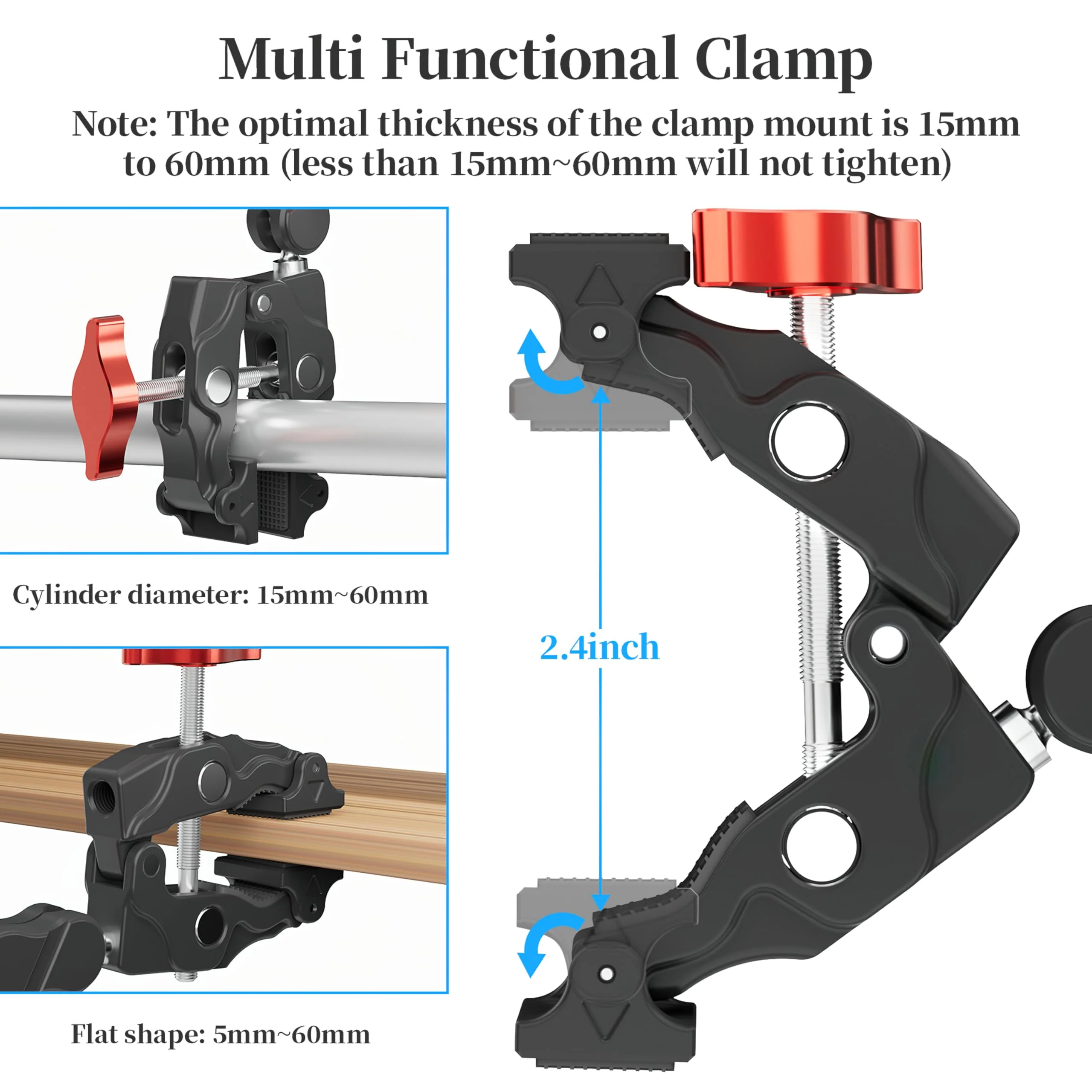 Clamp Camera Mount for DJI Osmo Action 6 5 4 360 Nano for Insta360 X5 X4 Air Go Ultra for Gopro Hero 13 12 11 MAX 2 Metal Fence Motorcycle Bike Mount Handlebar 1/4" Threads Accessories - Image 5