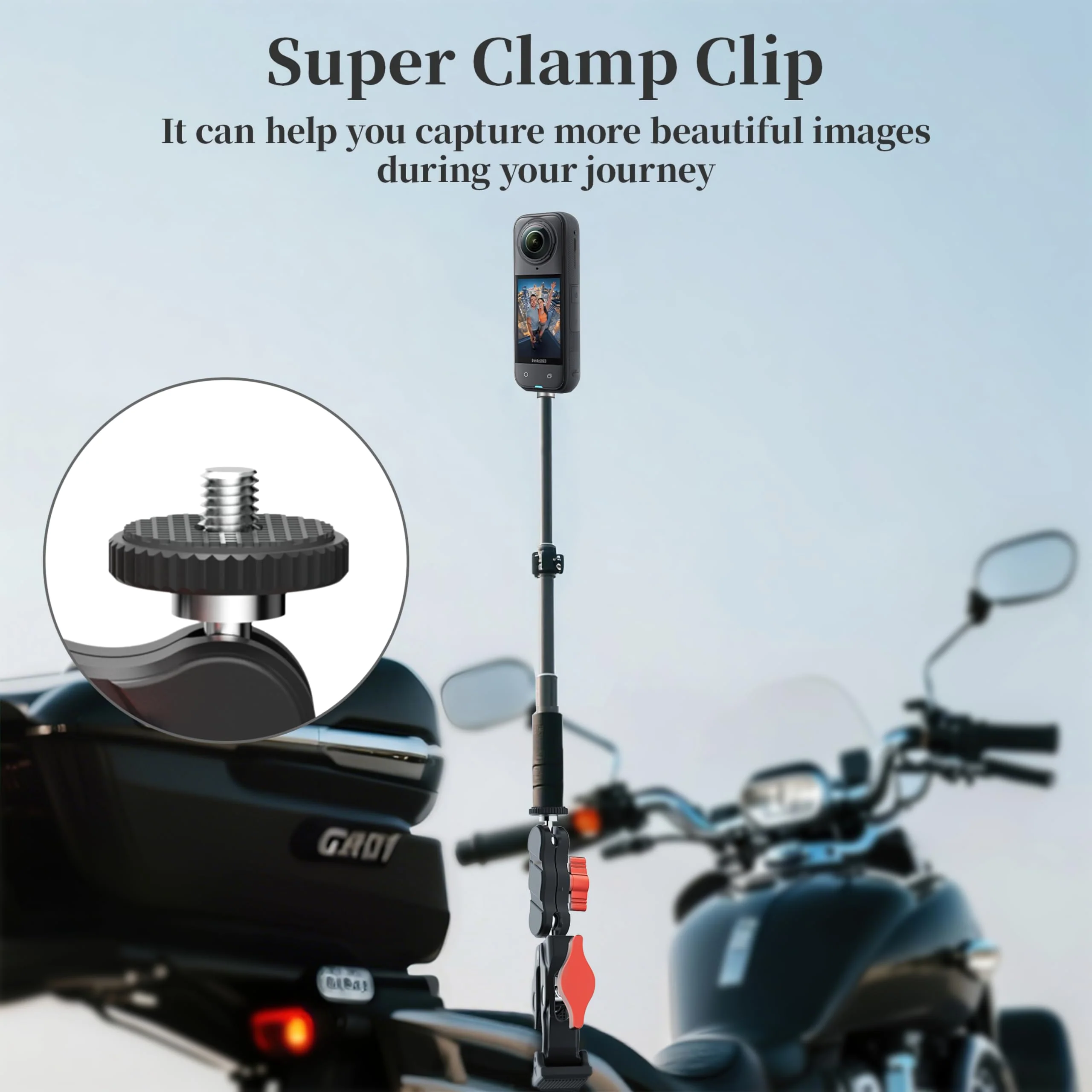Clamp Camera Mount for DJI Osmo Action 6 5 4 360 Nano for Insta360 X5 X4 Air Go Ultra for Gopro Hero 13 12 11 MAX 2 Metal Fence Motorcycle Bike Mount Handlebar 1/4" Threads Accessories - Image 6