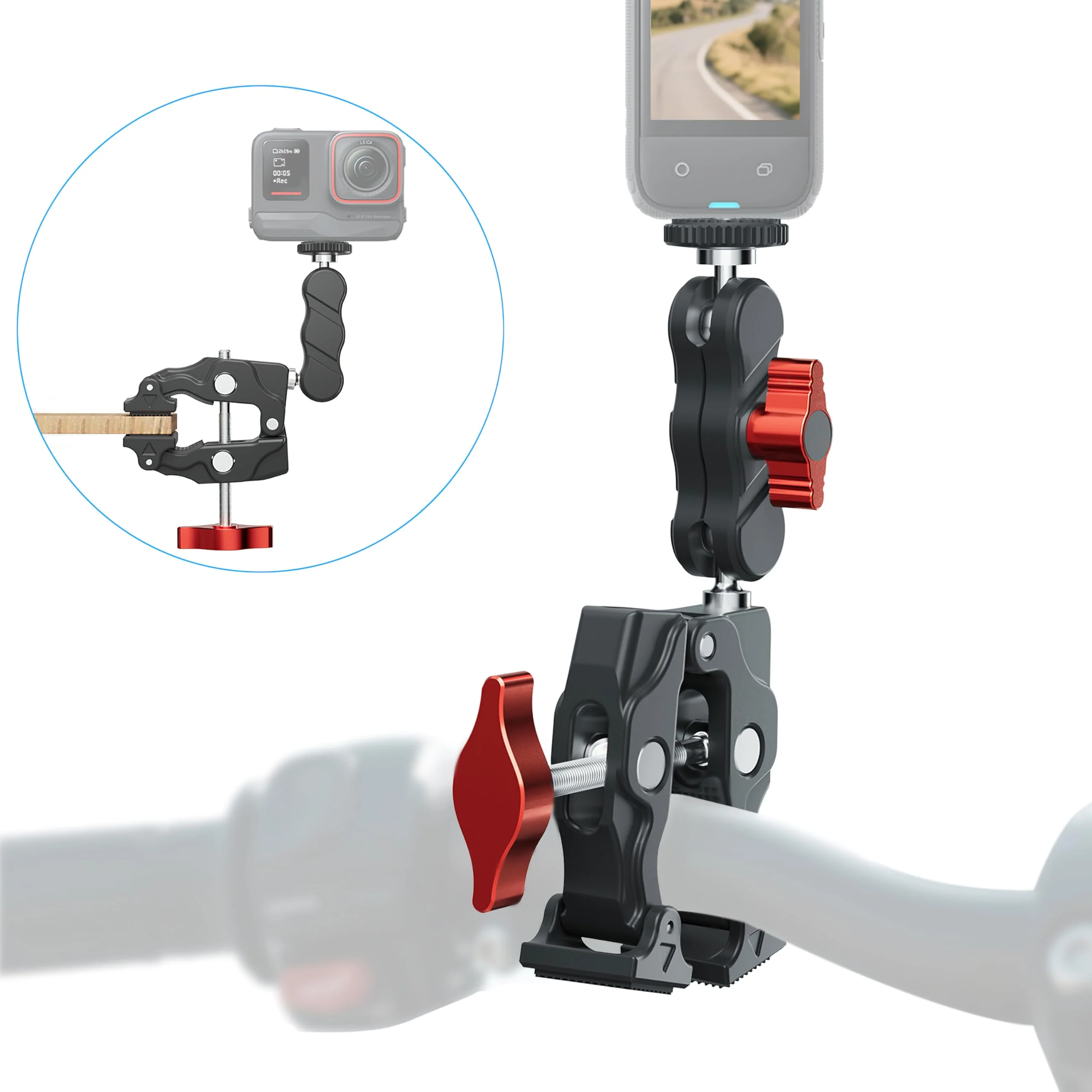 Clamp Camera Mount for DJI Osmo Action 6 5 4 360 Nano for Insta360 X5 X4 Air Go Ultra for Gopro Hero 13 12 11 MAX 2 Metal Fence Motorcycle Bike Mount Handlebar 1/4" Threads Accessories - Image 8