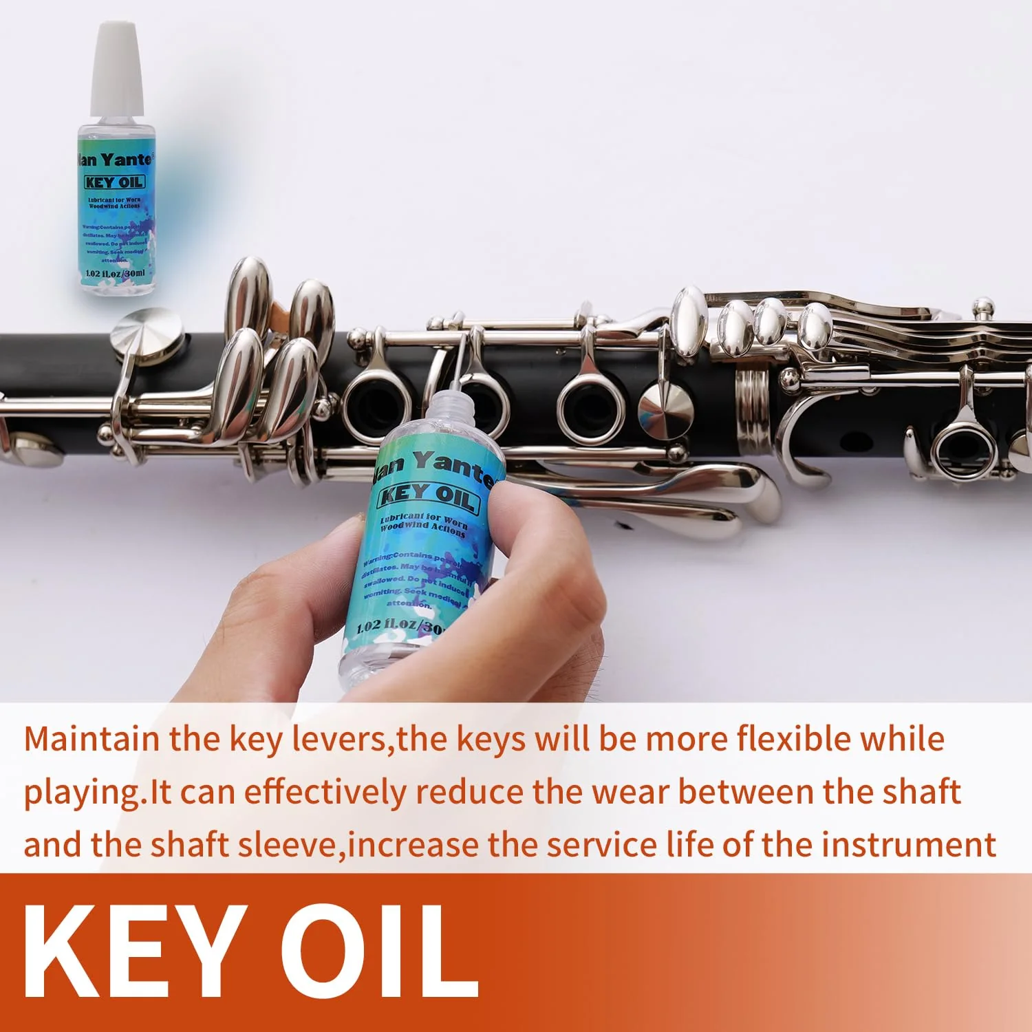 Clarinet Cleaning Kit 10-in-1, Clarinet Care Maintenance Set with Key Oil, Cork Grease, Lint-Free Microfiber Swab, Mouthpiece Brush, Woodwind Accessories for Students and Beginners - Image 4