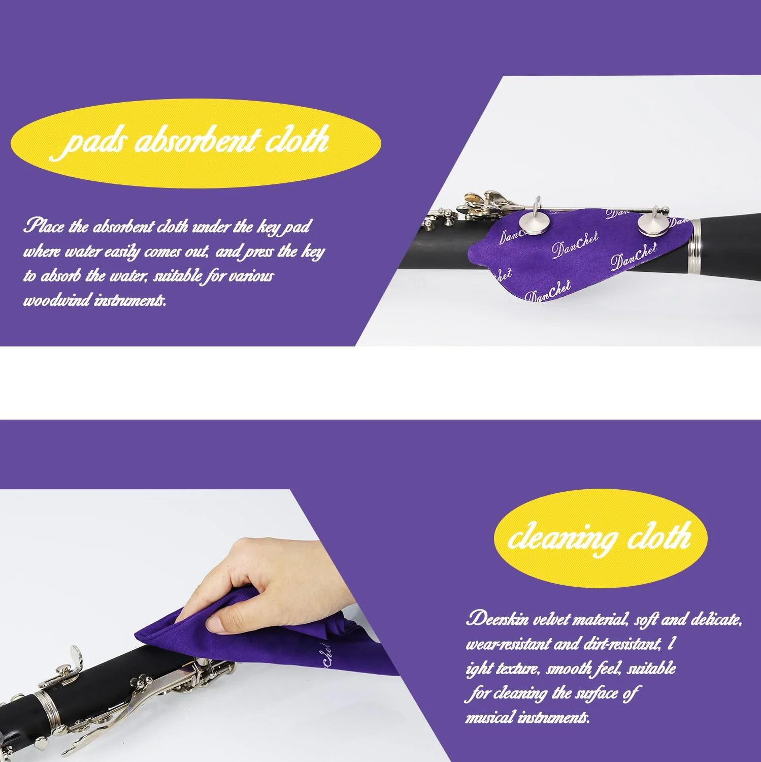 Clarinet Cleaning Kit, Clarinet and Saxophone Care Kit, Key Oil, Cork Grease, Cotton Swabs, Cleaning Cloth, Thumb Rest, Mouthpiece Brush, Screwdriver... - Image 3