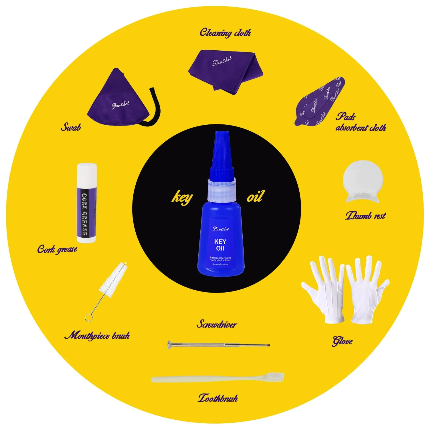 Clarinet Cleaning Kit, Clarinet and Saxophone Care Kit, Key Oil, Cork Grease, Cotton Swabs, Cleaning Cloth, Thumb Rest, Mouthpiece Brush, Screwdriver... - Image 5