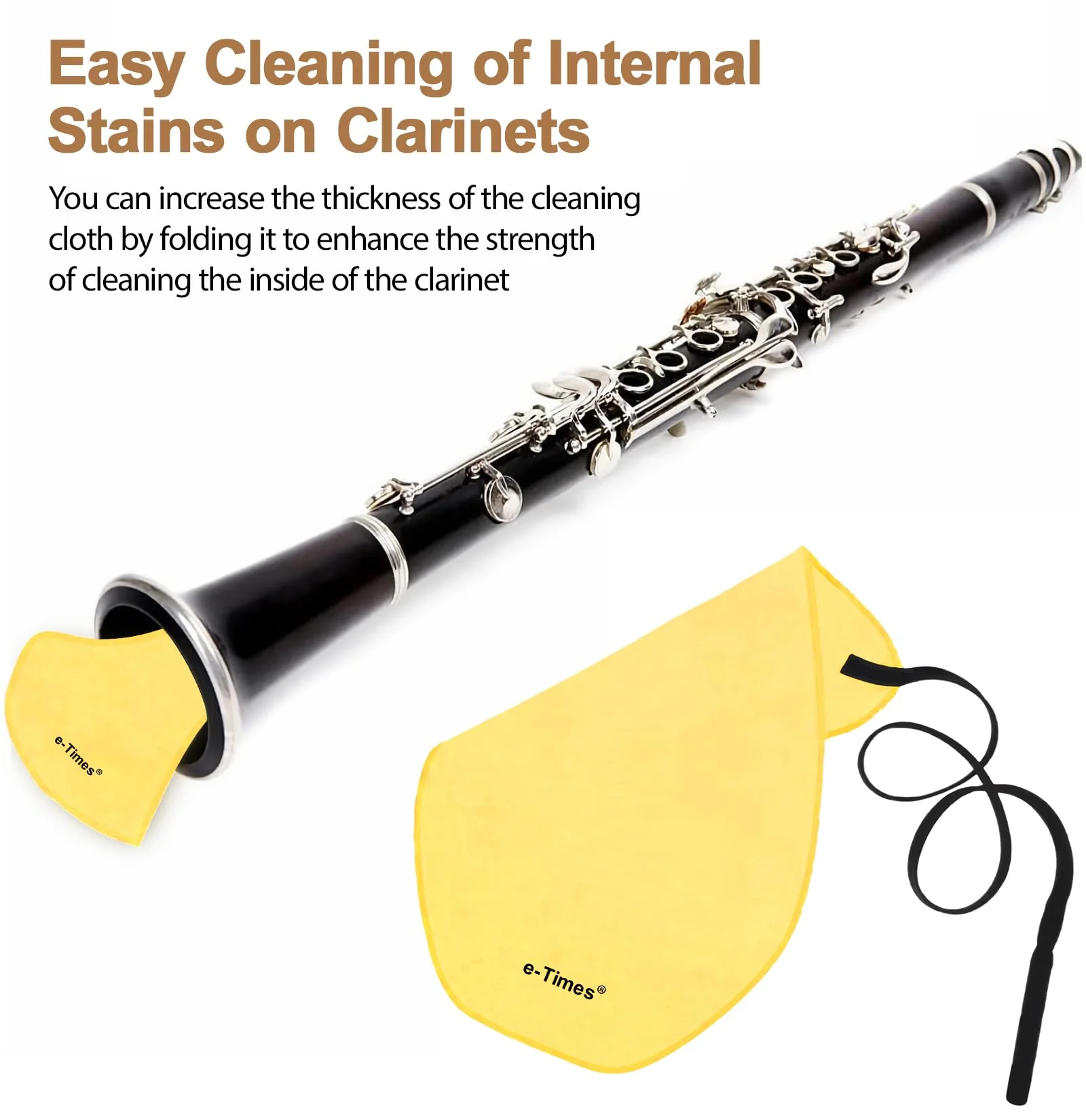 Clarinet Cleaning Kit, Clarinet Cleaning Cloth & Swab Suitable Clarinet, Cotton Silk & Mouthpiece Brush Can Effectively Clean Dirt - Image 3