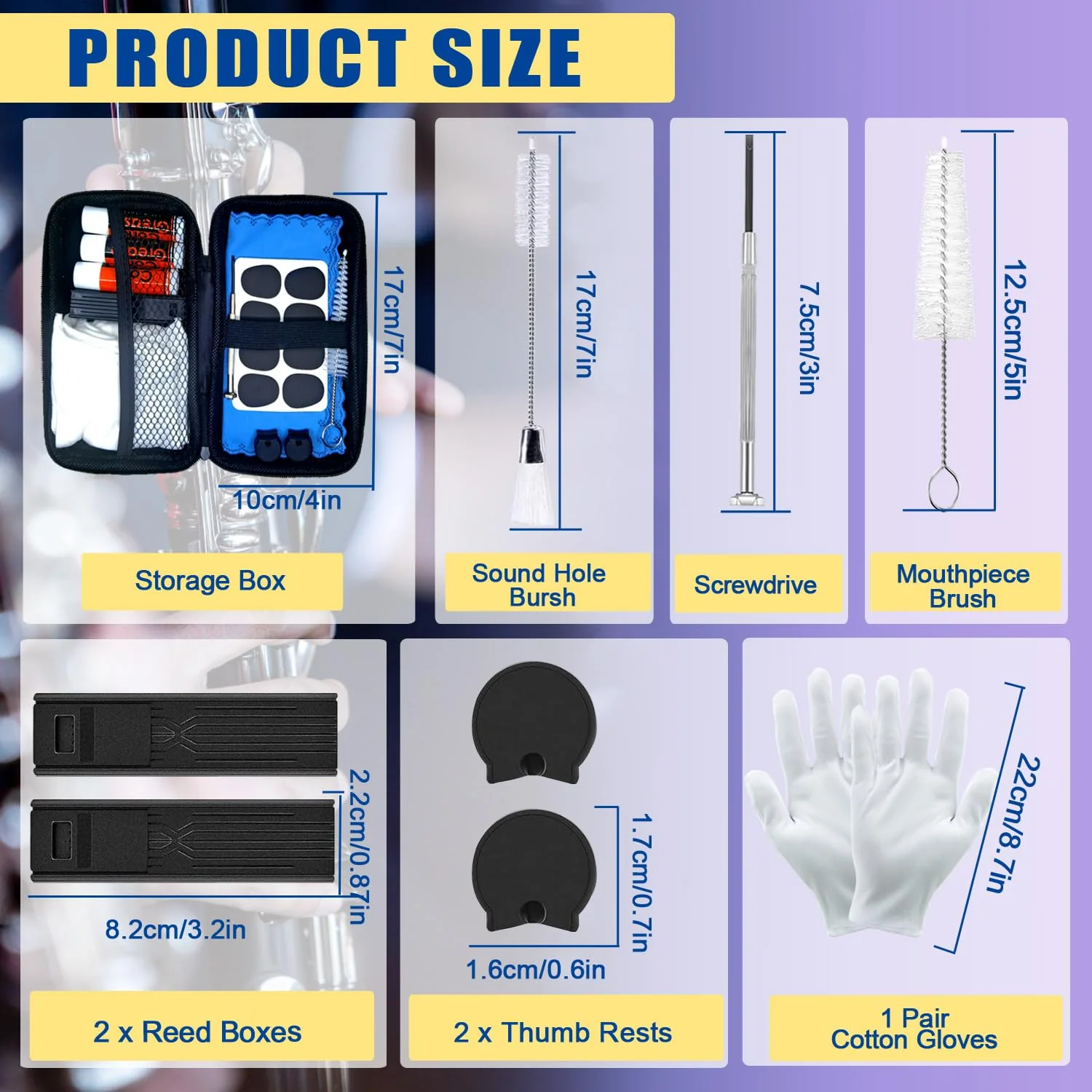 Clarinet Cleaning Kit with Case, Saxophone Cleaning Kit, Clarinet & Saxophone Care Kit, Maintenance Kit with Case for Wind & Woodwind Instrument - Image 3