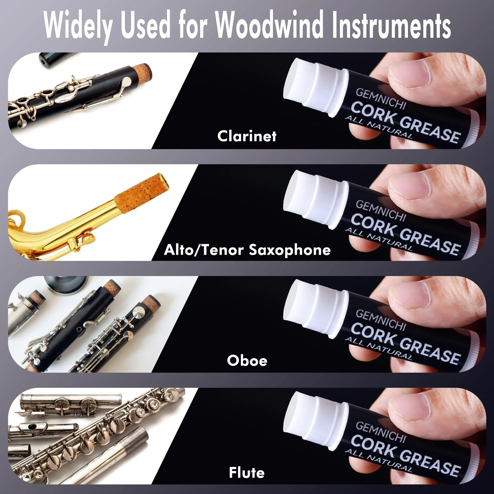 Clarinet Cork Grease 5 Pack, All-Natural Cork Grease for Clarinet, Alto/Tenor Saxophone & Oboe Woodwind Instruments Accessories - Image 4