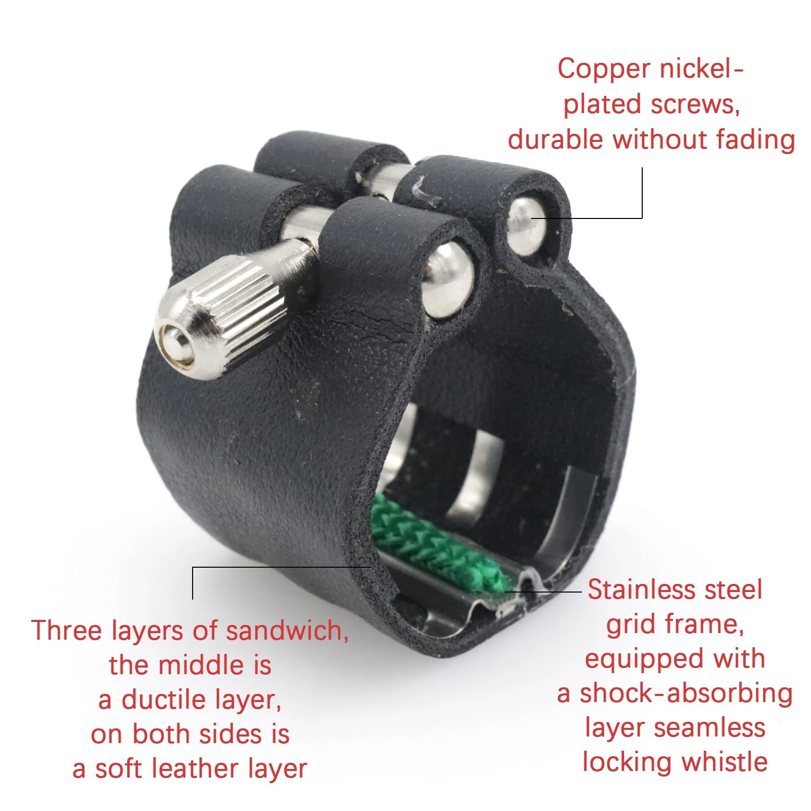 Clarinet Ligature - Sturdy Synthetic Leather, Adjustable, Secure Fit, for Standard Clarinets, Easy Installation Clarinet - Image 3