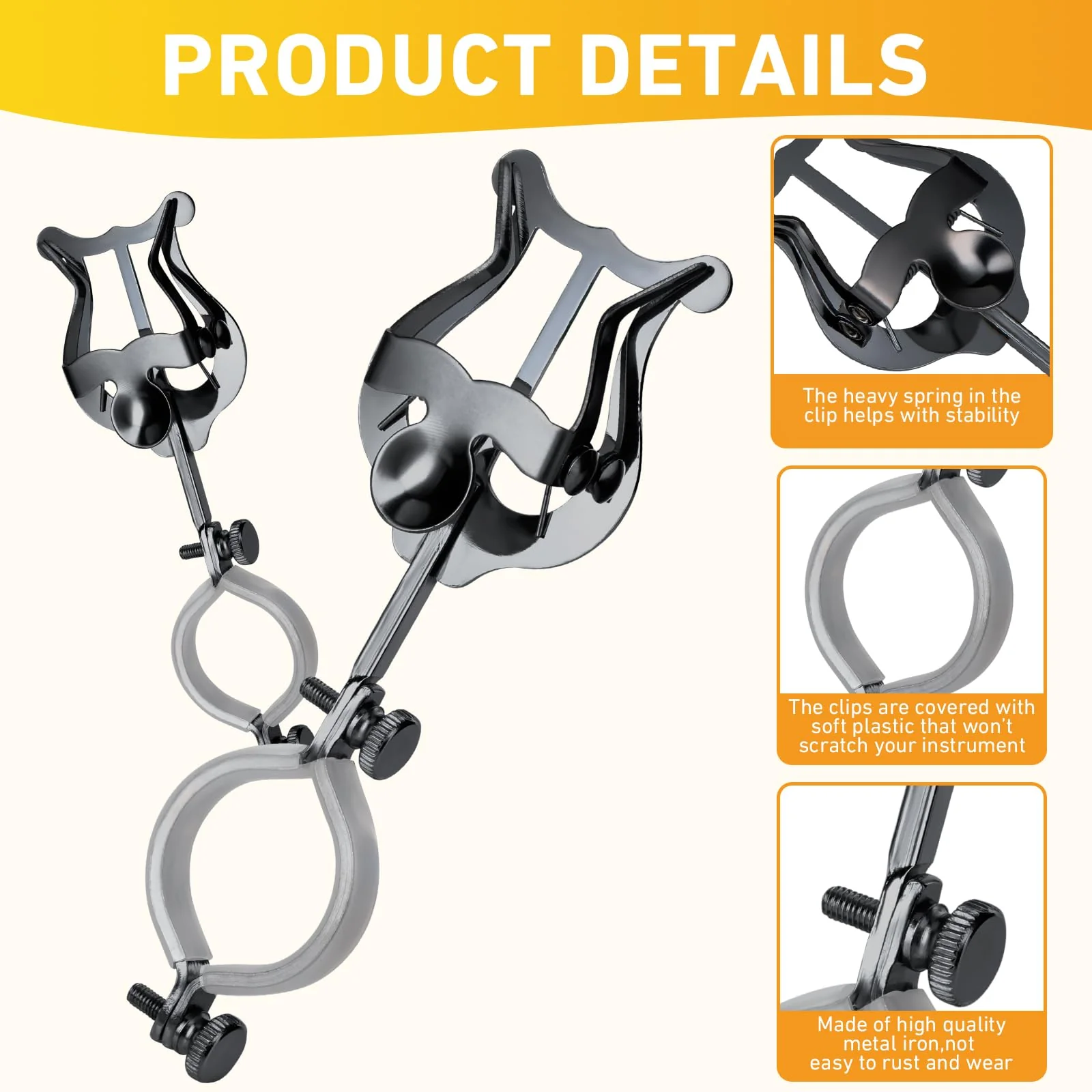 Clarinet lyre,2 Pack Black Clarinet Lyre Holder for Marching Band,6.02Inch Clarinet Oboe Sheet Music Clip and Flip Folder,General Musical Instruments Accessories - Image 3