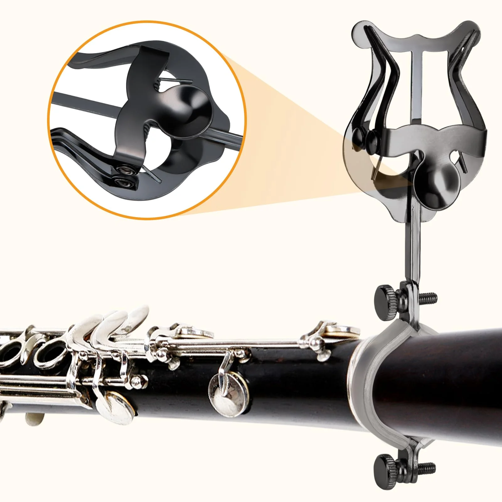 Clarinet lyre,2 Pack Black Clarinet Lyre Holder for Marching Band,6.02Inch Clarinet Oboe Sheet Music Clip and Flip Folder,General Musical Instruments Accessories - Image 5