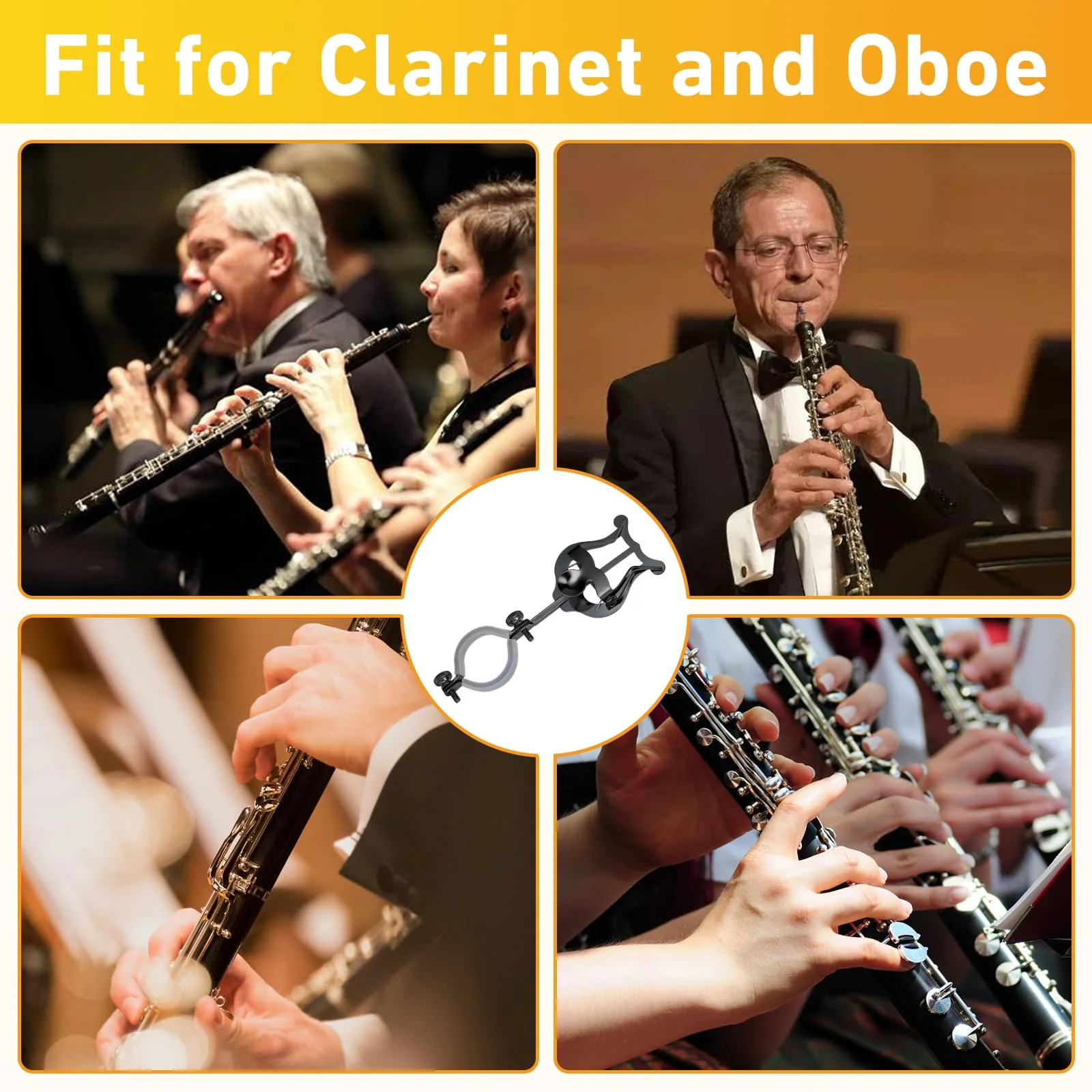 Clarinet lyre,2 Pack Black Clarinet Lyre Holder for Marching Band,6.02Inch Clarinet Oboe Sheet Music Clip and Flip Folder,General Musical Instruments Accessories - Image 7