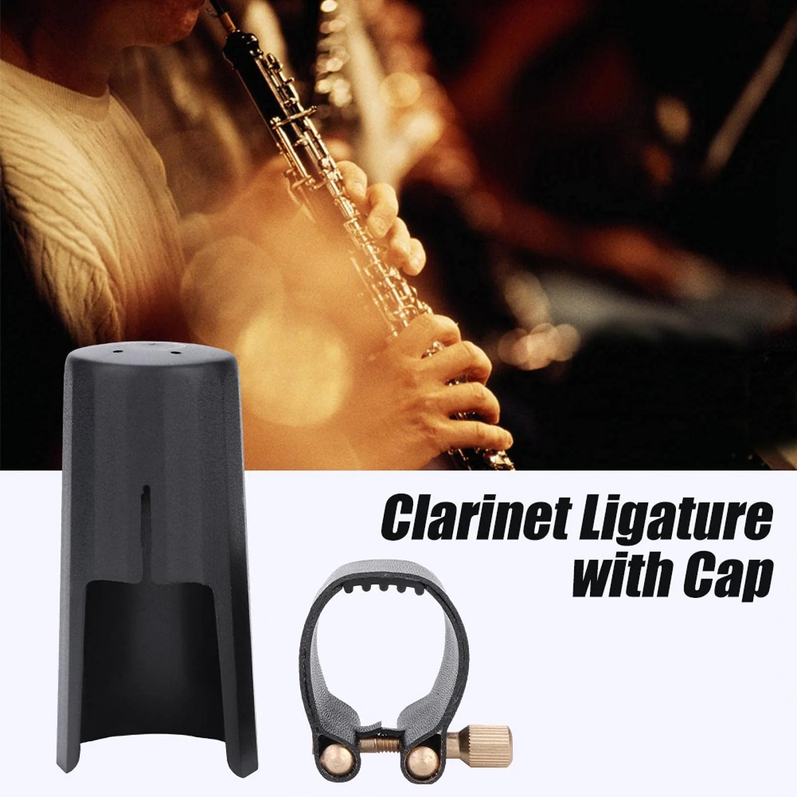 Clarinet Mouthpiece Accessory, Portable Plastic Clarinet Mouthpiece Ligature Clarinet Ligature Clip Fastener Clarinet Accessory for Students Practice Professionals Clarinet, - Image 2