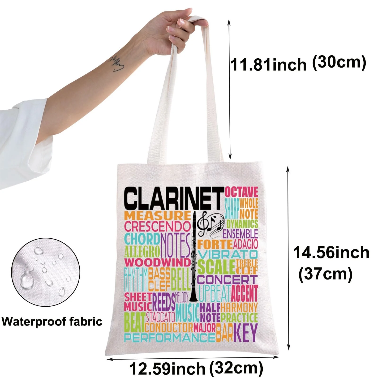 Clarinet Player Tote Bag Clarinetist Gifts Clarinet Player Gifts Musician Tote Bag Clarinetist Band Shoulder Bag - Image 2