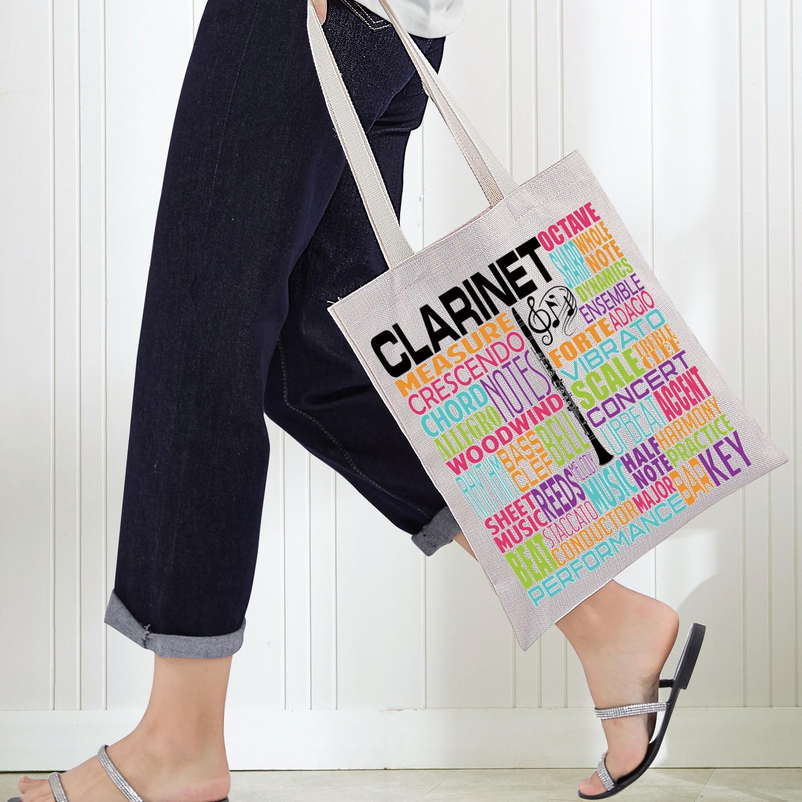 Clarinet Player Tote Bag Clarinetist Gifts Clarinet Player Gifts Musician Tote Bag Clarinetist Band Shoulder Bag - Image 4