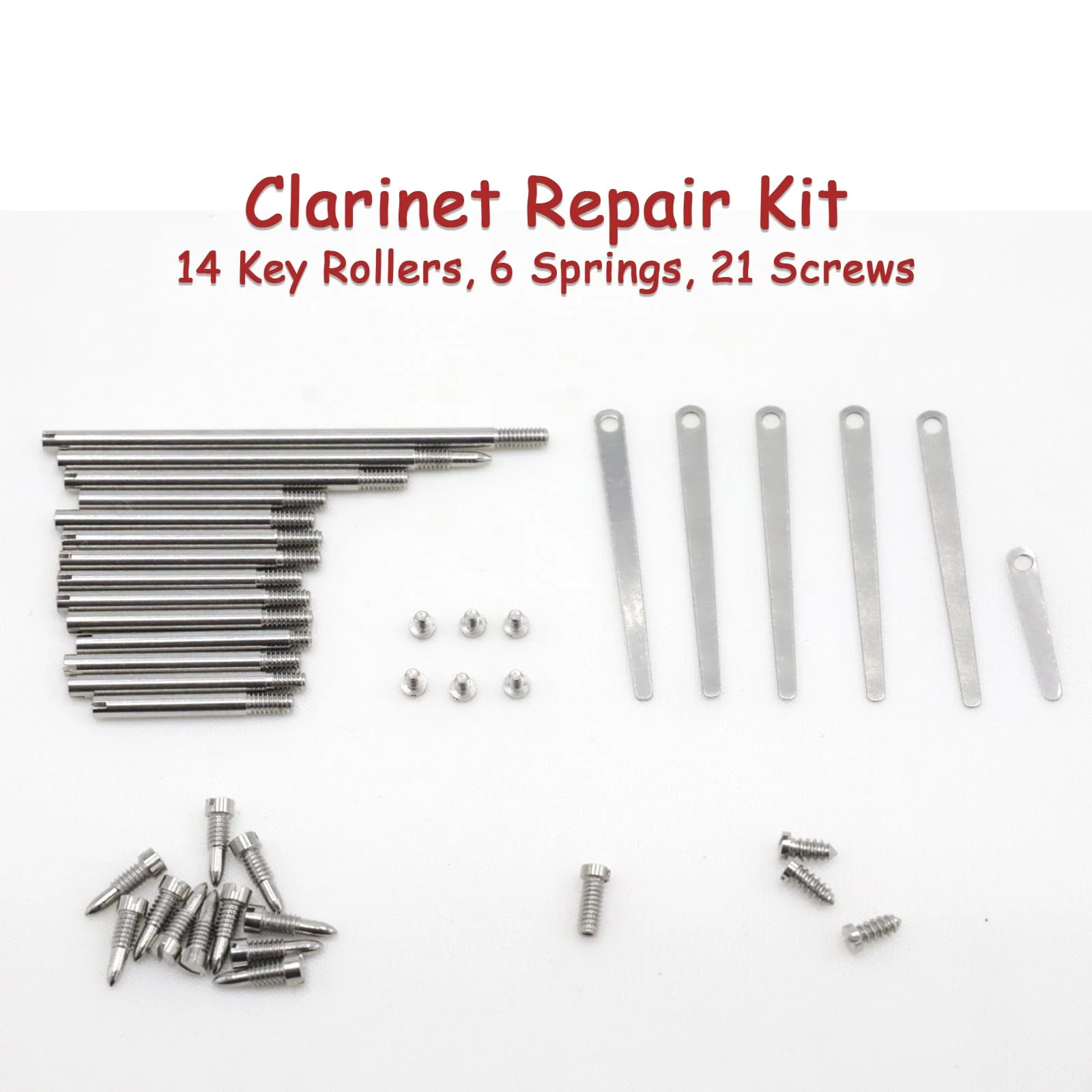 Clarinet Repair Kit - 14 Key Rollers, 6 Springs, 21 Screws - Professional Woodwind Instrument Maintenance Set for Musicians - Image 2