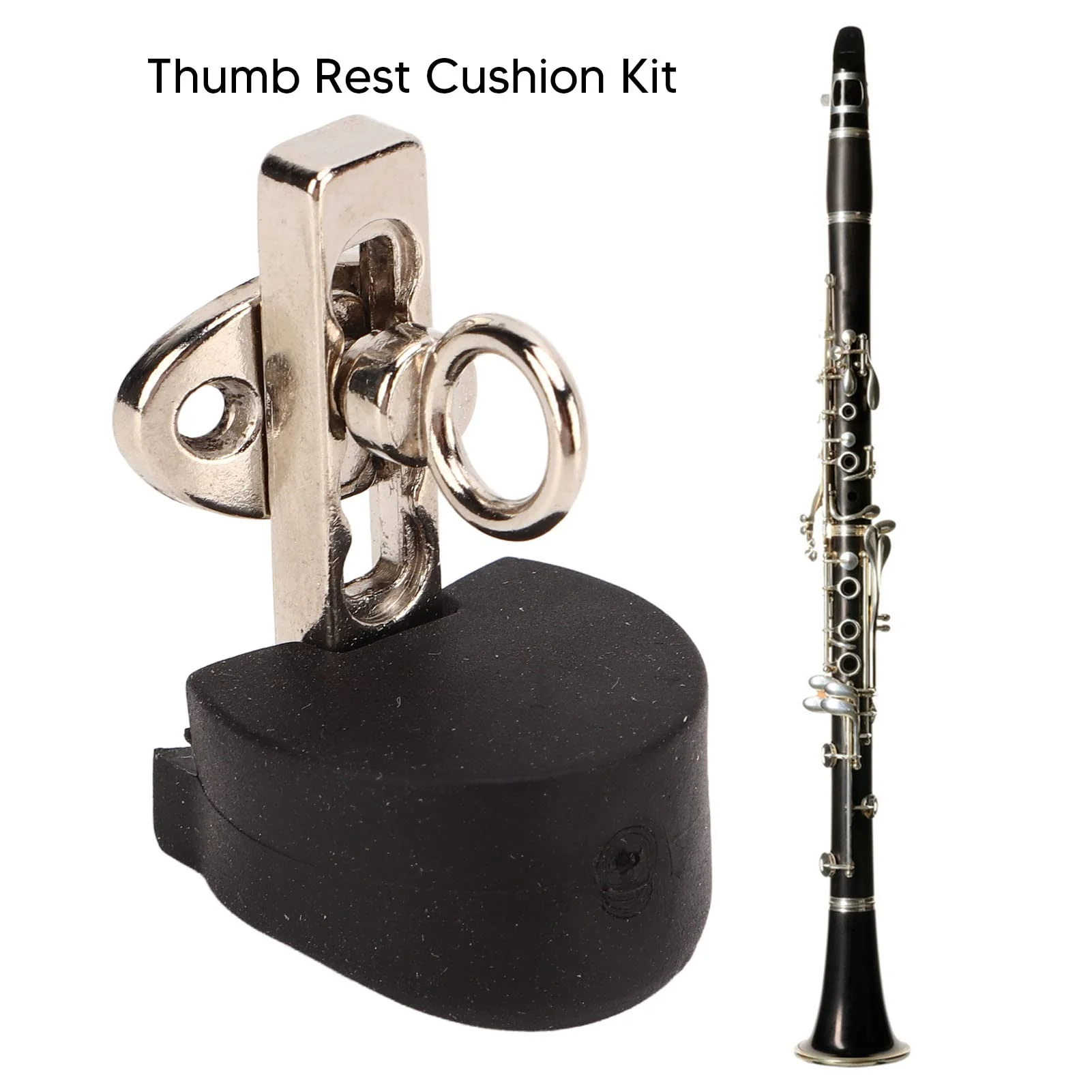 Clarinet Thumb Finger Rest, Adjustable Stainless Steel Suspension Strap Clarinet Oboe Thumb Cushion Thumb Rest, Black Tube Finger Rest with Rubber CushionPercussion accessories - Image 5