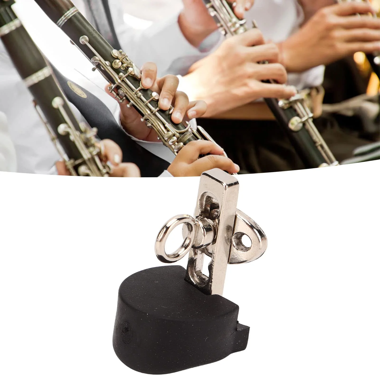 Clarinet Thumb Finger Rest, Adjustable Stainless Steel Suspension Strap Clarinet Oboe Thumb Cushion Thumb Rest, Black Tube Finger Rest with Rubber CushionPercussion accessories - Image 6