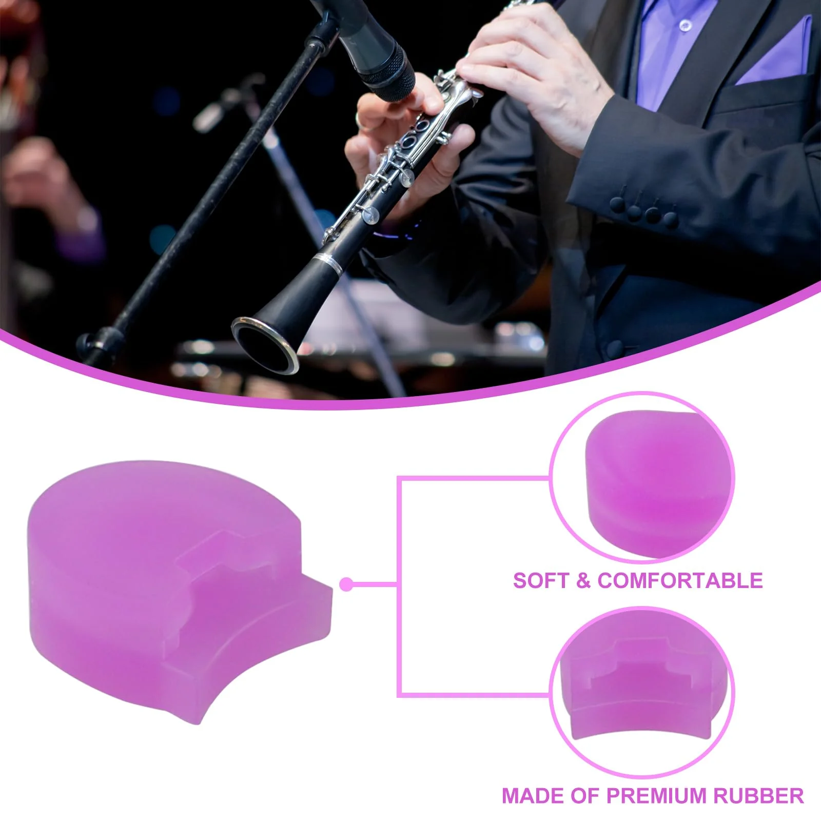 Clarinet Thumb Rest Cushion,12 Pcs Rubber Clarinet & Oboe Thumb Protector for Woodwind Instrument(6 Colors) - Image 4