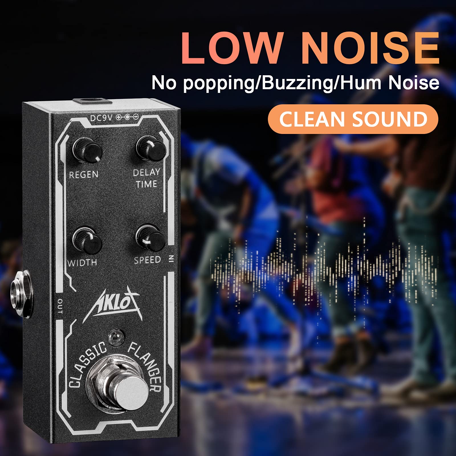 Classic Flanger Guitar Pedal, AKLOT Electric Effects Pedals Mini Single Type DC 9V True Bypass Classic Flanger - Image 4