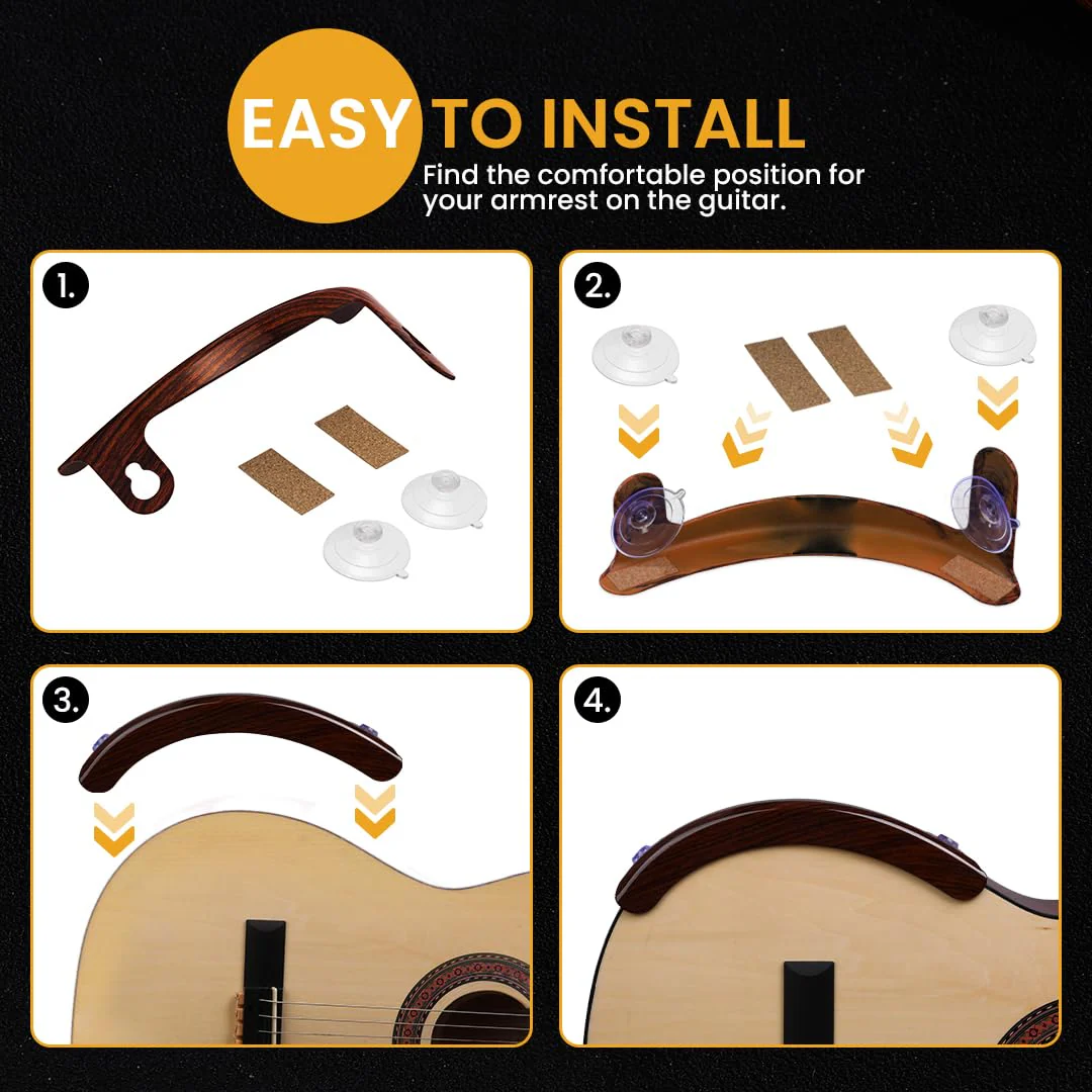 Classical Guitar Armrest, Acoustic, Flamenco Guitar Arm Rest Dark Brown color, non-adhesive - Image 6